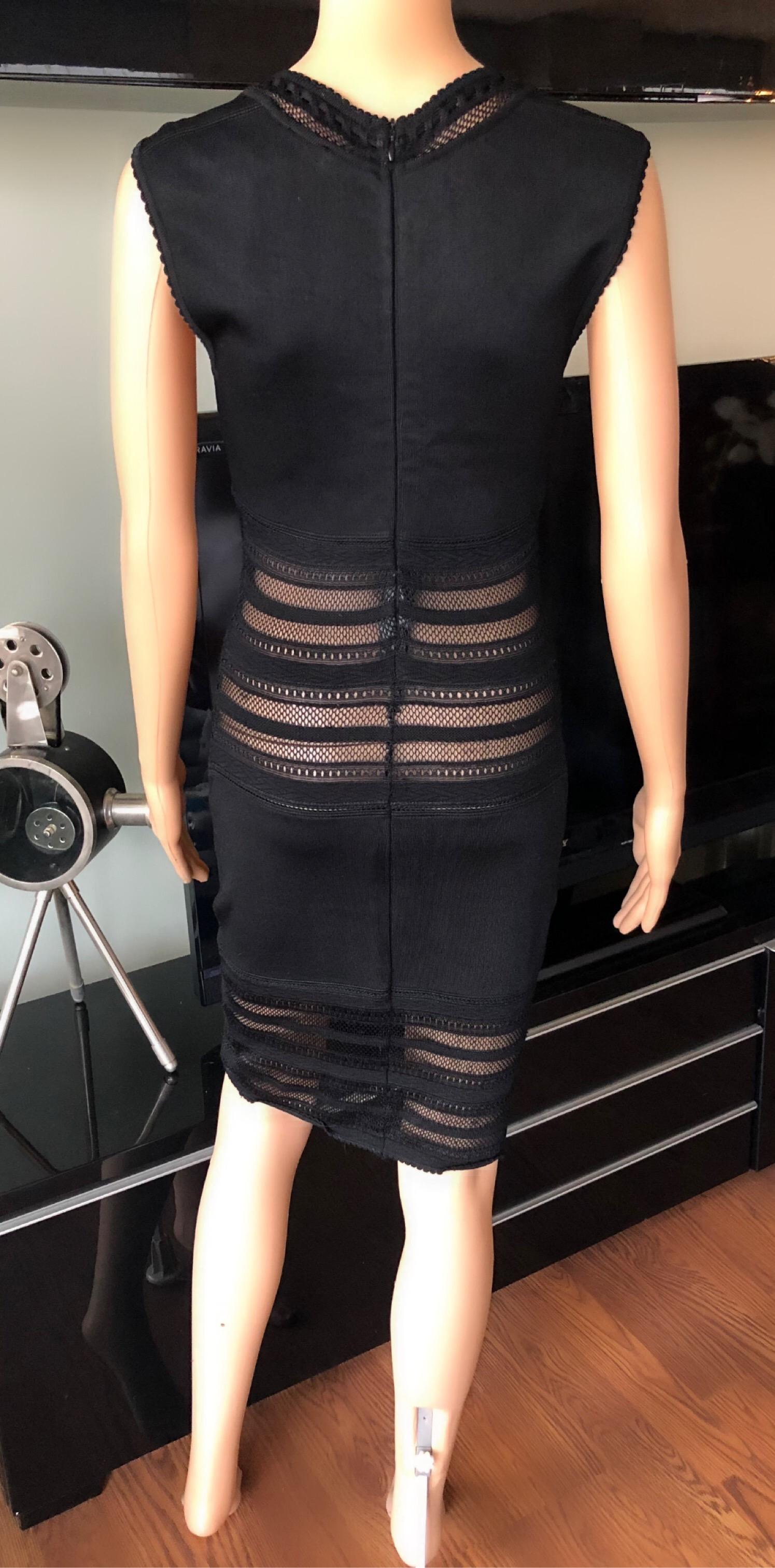 Azzedine Alaia 1990's Vintage Semi-Sheer Crochet Knit Bodycon Black Dress 4