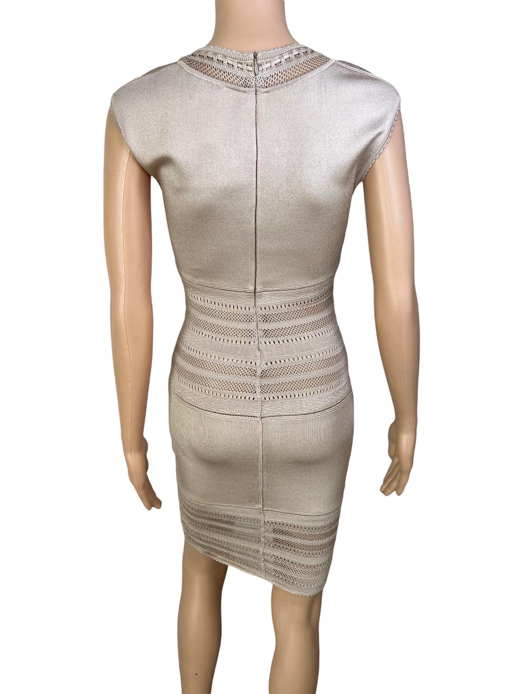 Women's or Men's Azzedine Alaia c. 1993 Vintage Semi-Sheer Crochet Knit Bodycon Dress For Sale