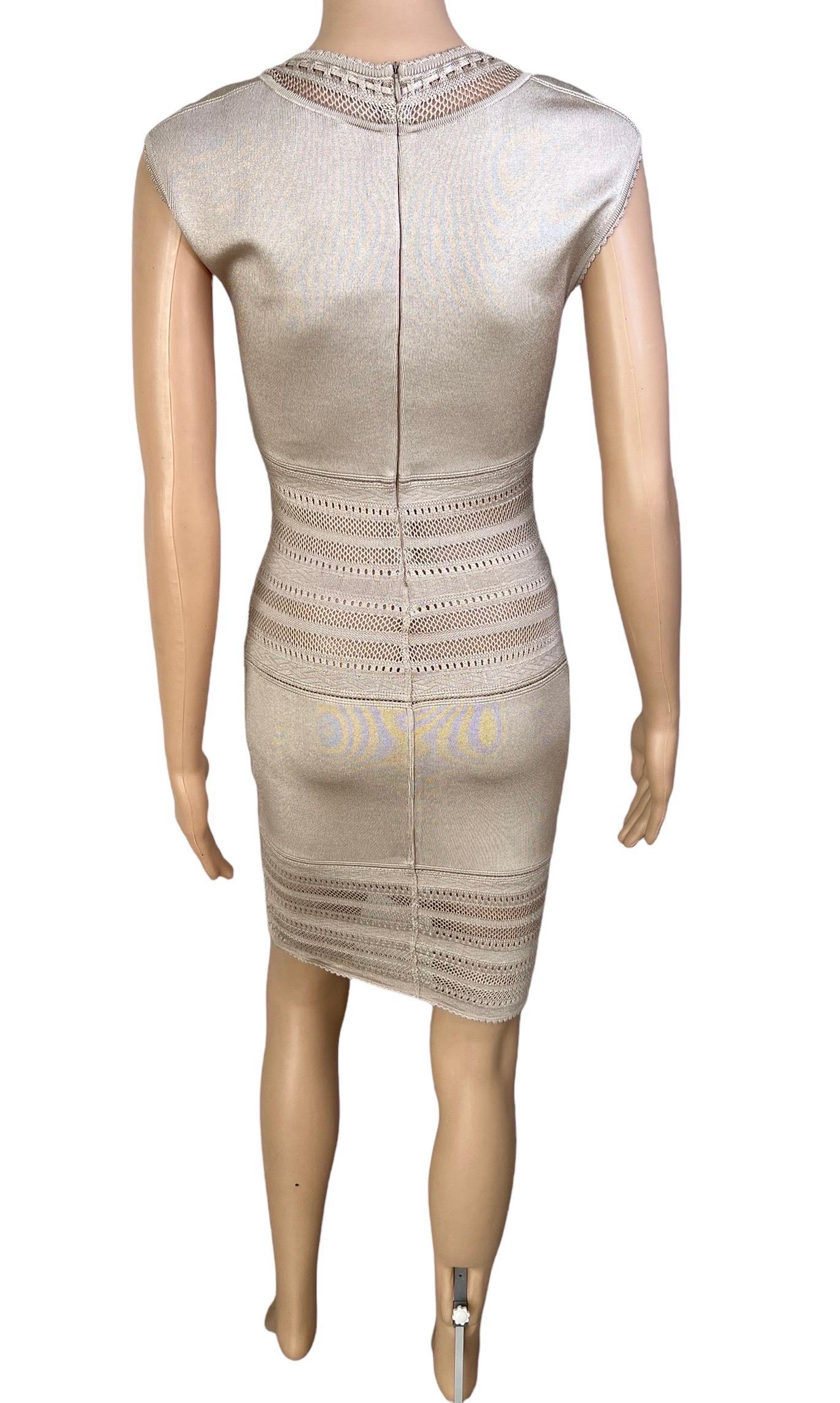 Azzedine Alaia c. 1993 Vintage Semi-Sheer Crochet Knit Bodycon Dress For Sale 1