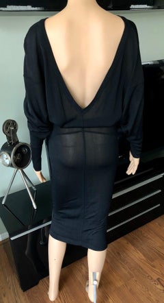 Azzedine Alaia 1990's Vintage Semi-Sheer Open Back Black Dress