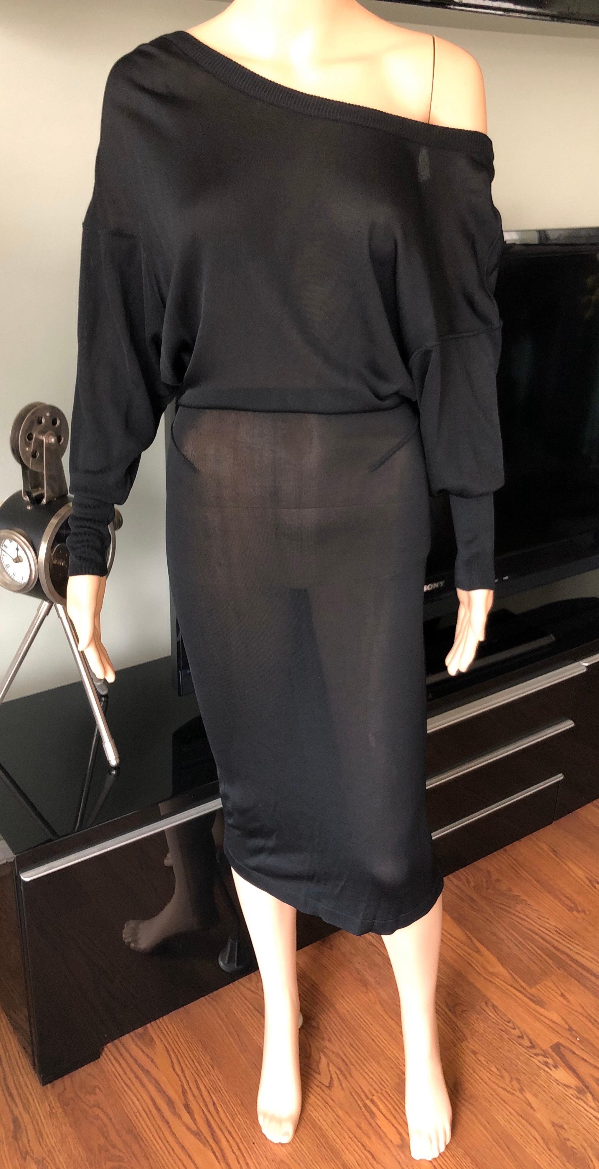 Azzedine Alaia Vestido Negro Vintage de 1990 con Espalda Abierta Semi Transparente en Bueno estado para la venta en Naples, FL