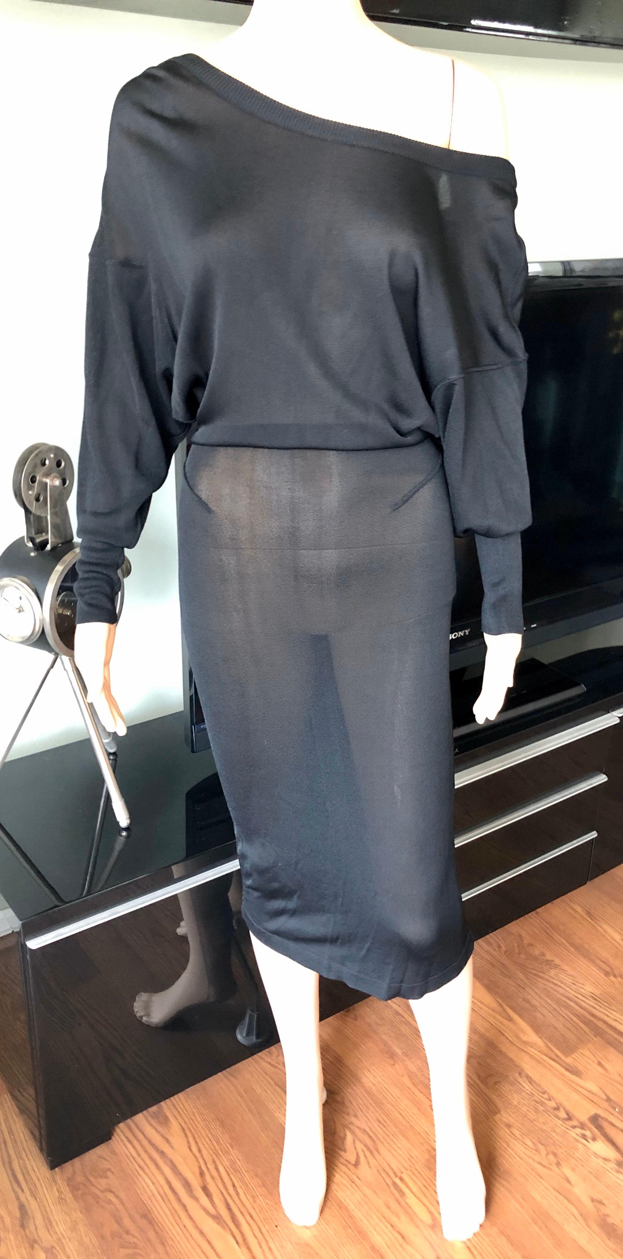 Azzedine Alaia 1990's Vintage Semi-Sheer Open Back Black Dress In Good Condition For Sale In Naples, FL