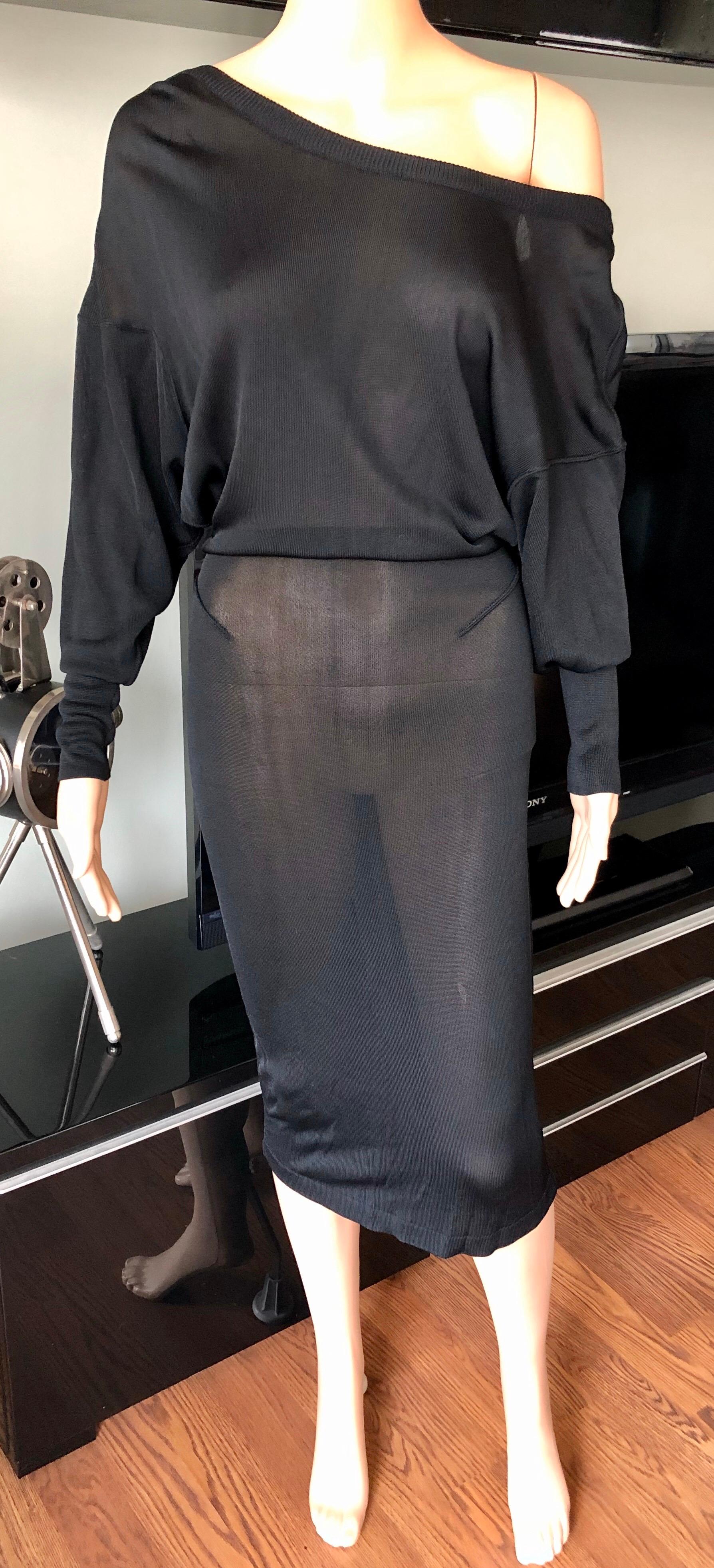 Women's Azzedine Alaia 1990's Vintage Semi-Sheer Open Back Black Dress For Sale