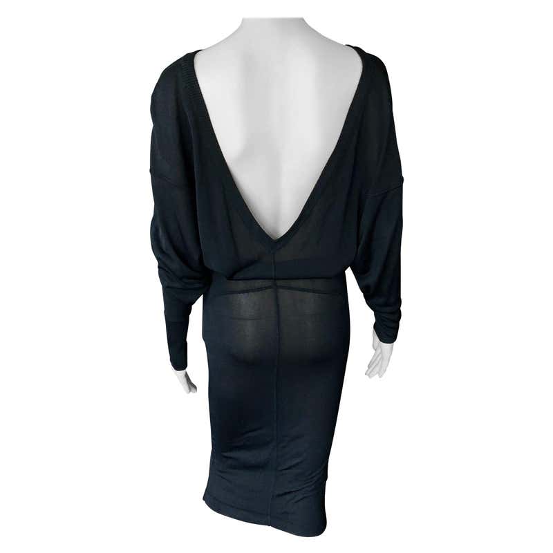Azzedine Alaia 1990's Vintage Semi-Sheer Open Back Black Dress For Sale ...
