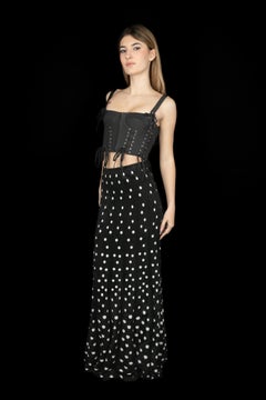 Azzedine Alaïa 1990s Women's Long Polka Dot Velvet Skirt, Size 36