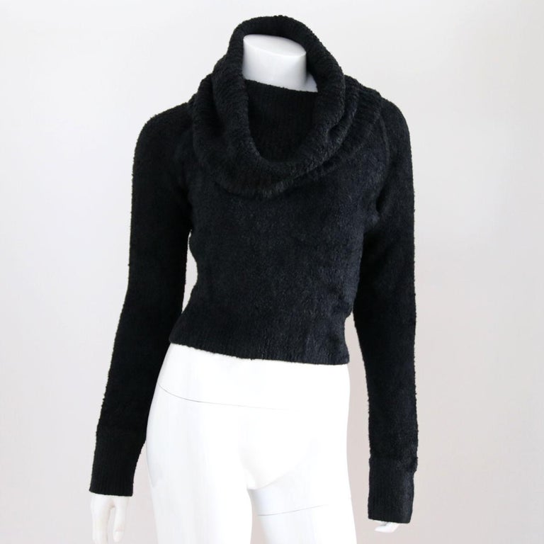Women's Azzedine ALAIA 1994 Black Short Cut Turtleneck Sweater / Pullover For Sale