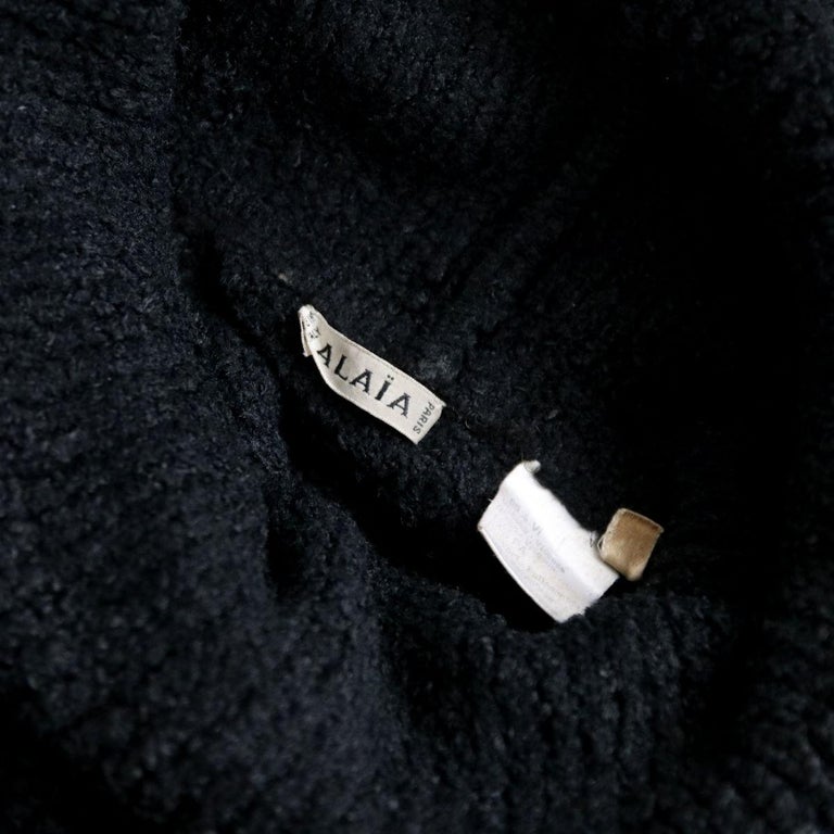 Azzedine ALAIA 1994 Black Short Cut Turtleneck Sweater / Pullover For Sale 1
