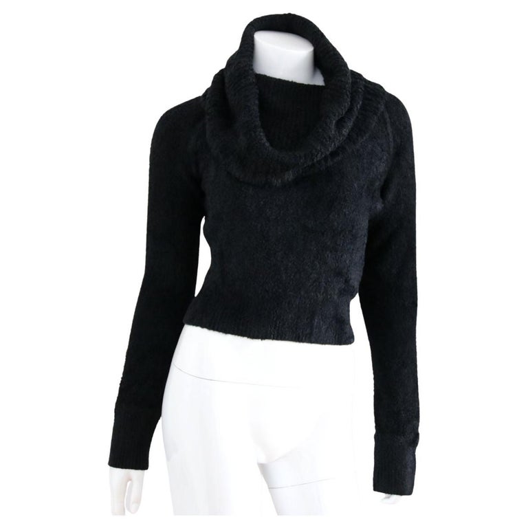 Azzedine ALAIA 1994 Black Short Cut Turtleneck Sweater / Pullover For Sale