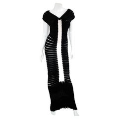 Azzedine ALAIA 1994 Black & White "Houpette" Maxi Evening Dress / Gown