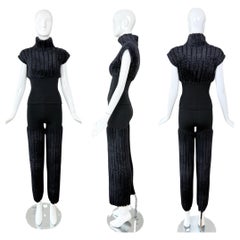 AZZEDINE ALAIA 1994 Vintage Black Chenille Pant Set
