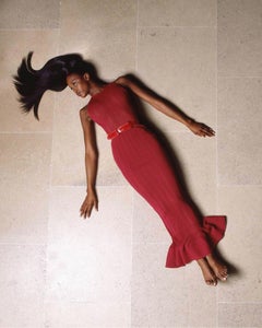 AZZEDINE ALAIA 1996 Vintage Iconic Extra Long Pointelle Knit Mermaid Maxi Gown