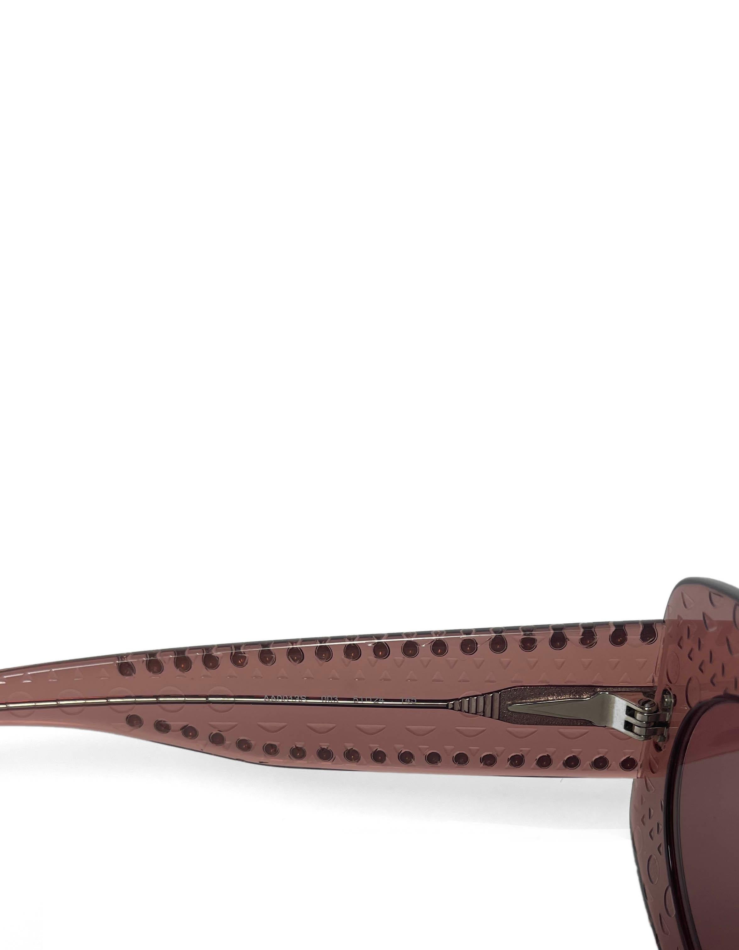 Brown Azzedine Alaia 2020 Nude Acetate AA0013S Sunglasses w/ Studding rt. $620 For Sale
