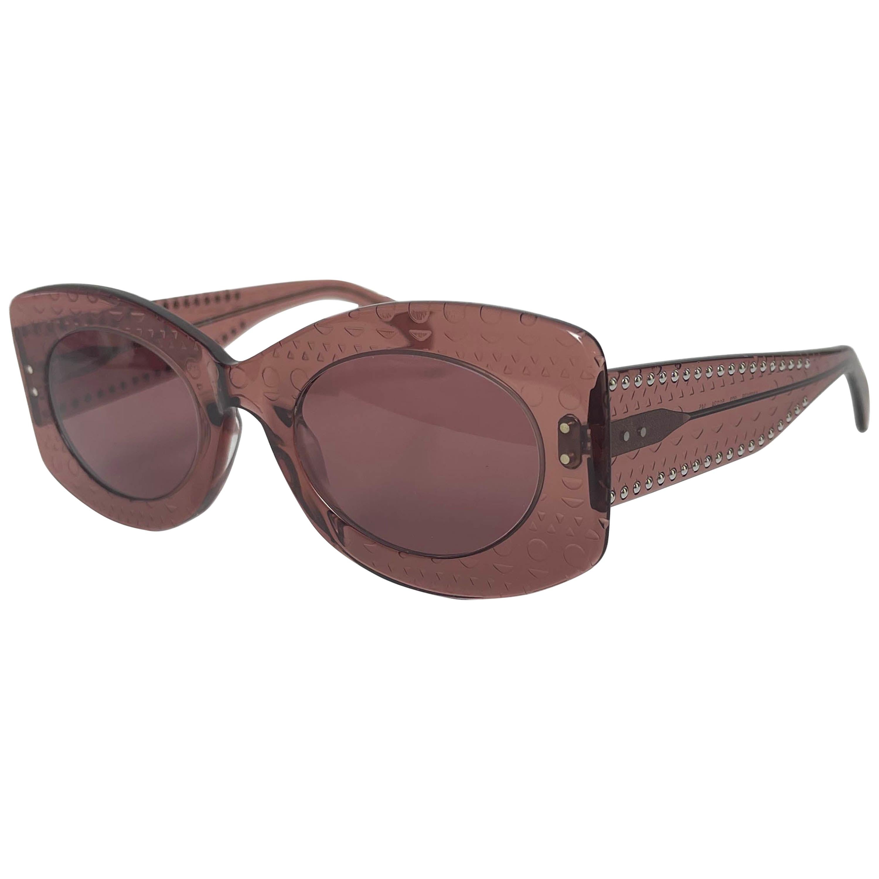 Azzedine Alaia 2020 Nude Acetate AA0013S Sunglasses w/ Studding rt. $620