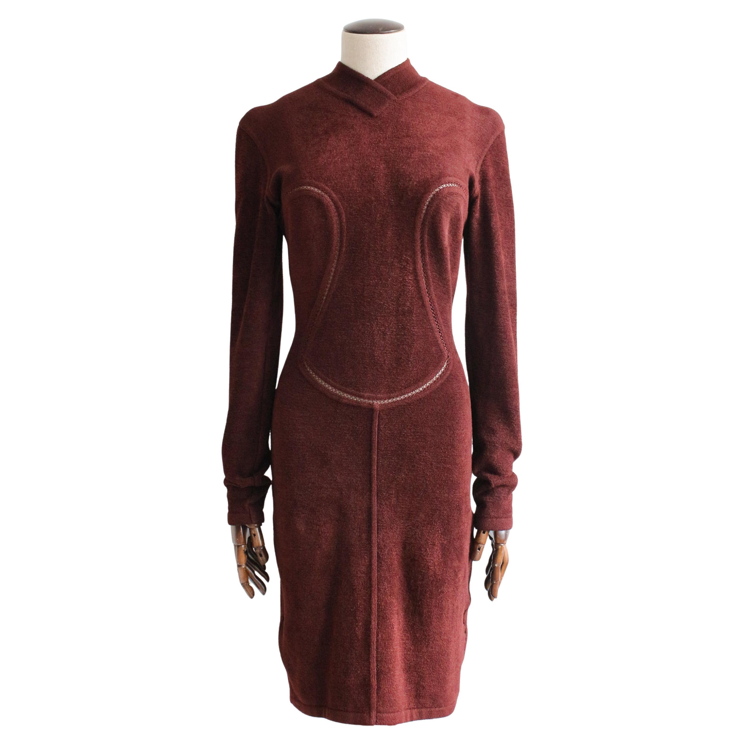 Azzedine Alaïa Autumn/Winter Brown Velvet Chenille Open Stitch by Stitch