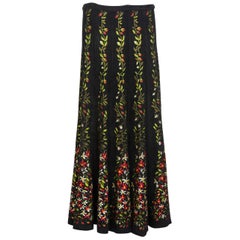 Retro Azzedine Alaïa Balck Floral Chenille Maxi Skirt Documented Fall 2000