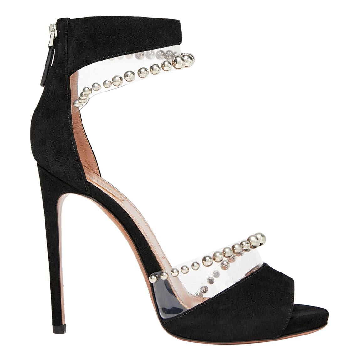 Azzedine Alaïa Bead-Embellished PVC and Suede Sandals