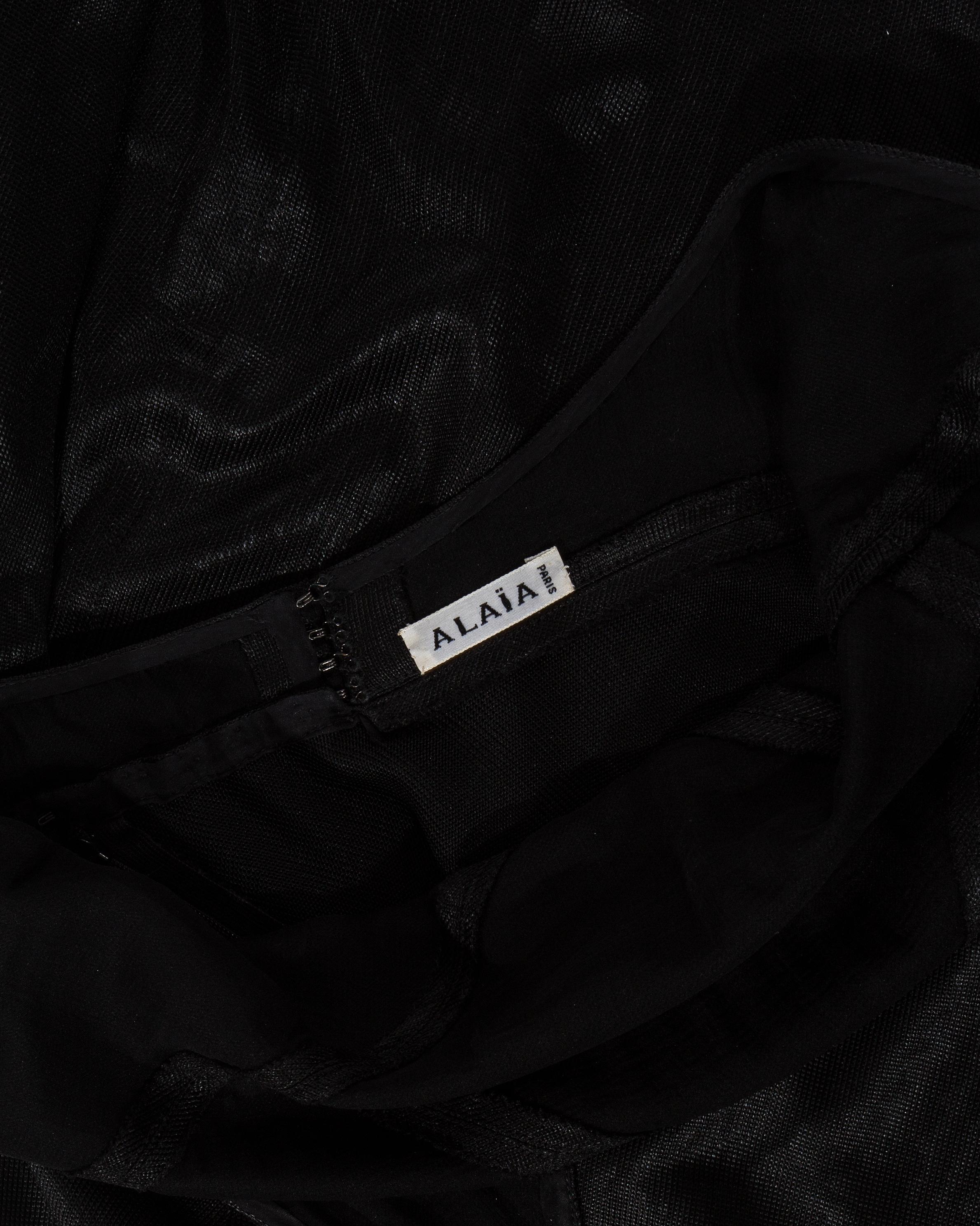 Azzedine Alaia black acetate halter neck evening dress with train, c. 1998 1