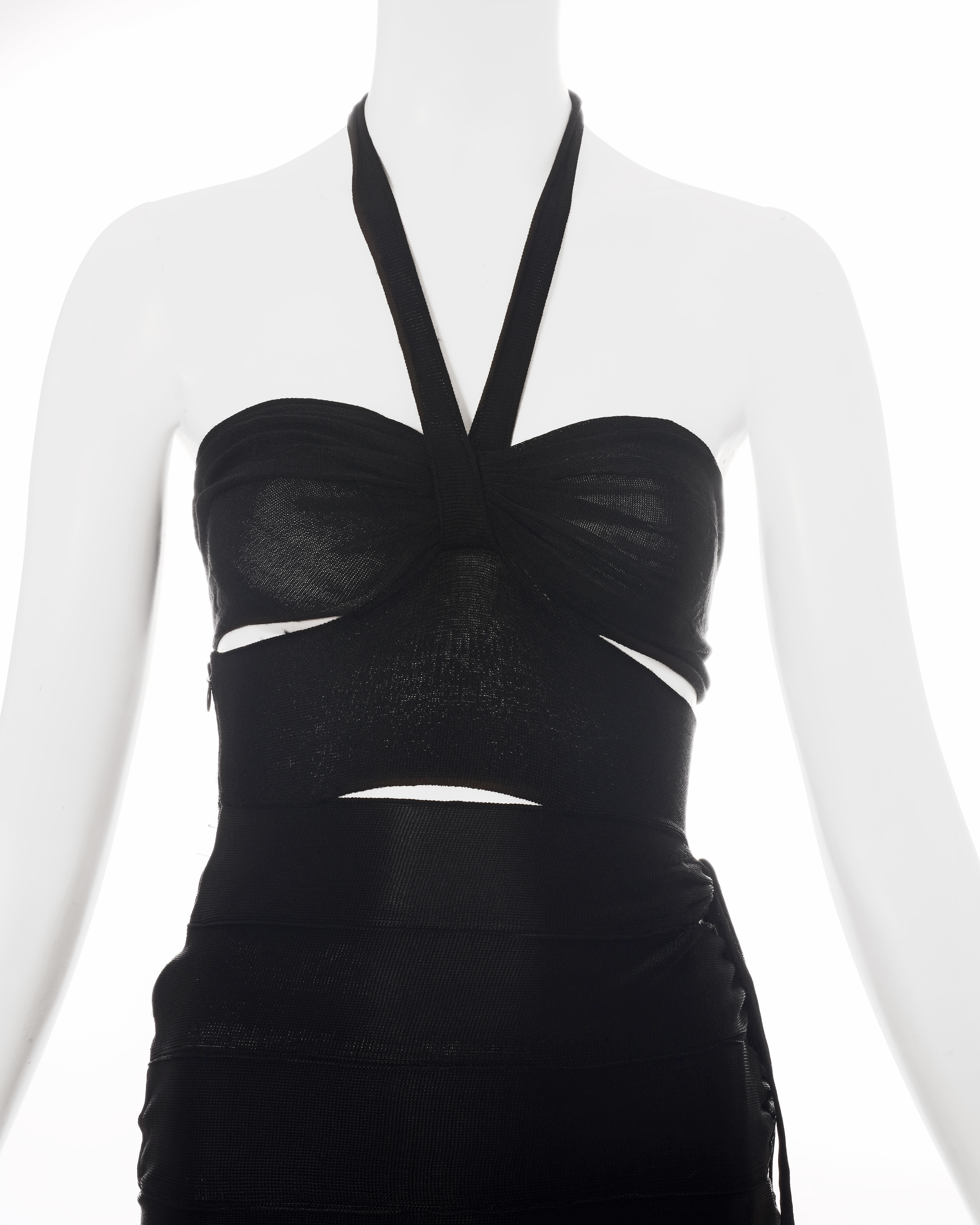Black Azzedine Alaia black acetate halter-neck mini dress, ss 1986