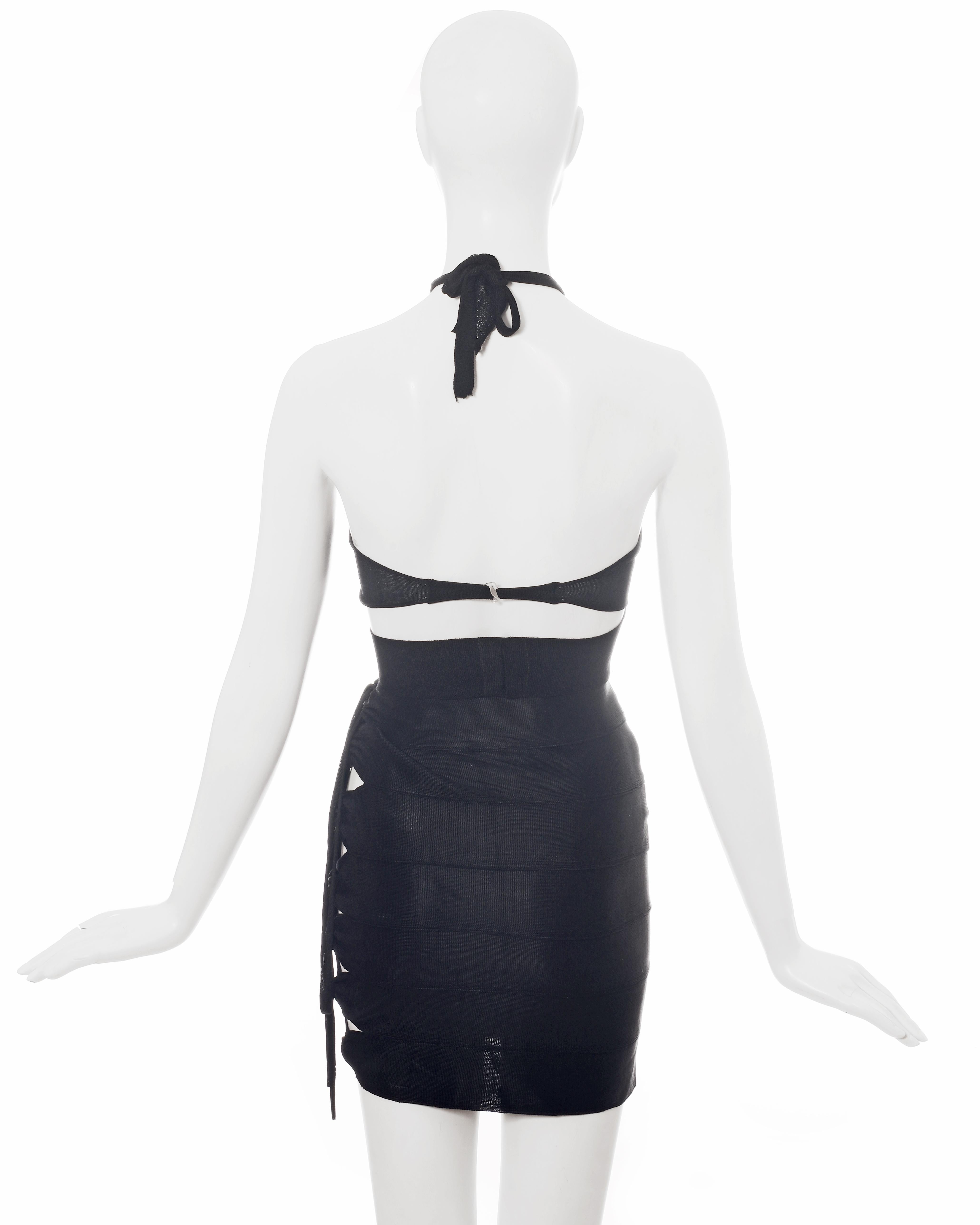 Women's Azzedine Alaia black acetate halter-neck mini dress, ss 1986