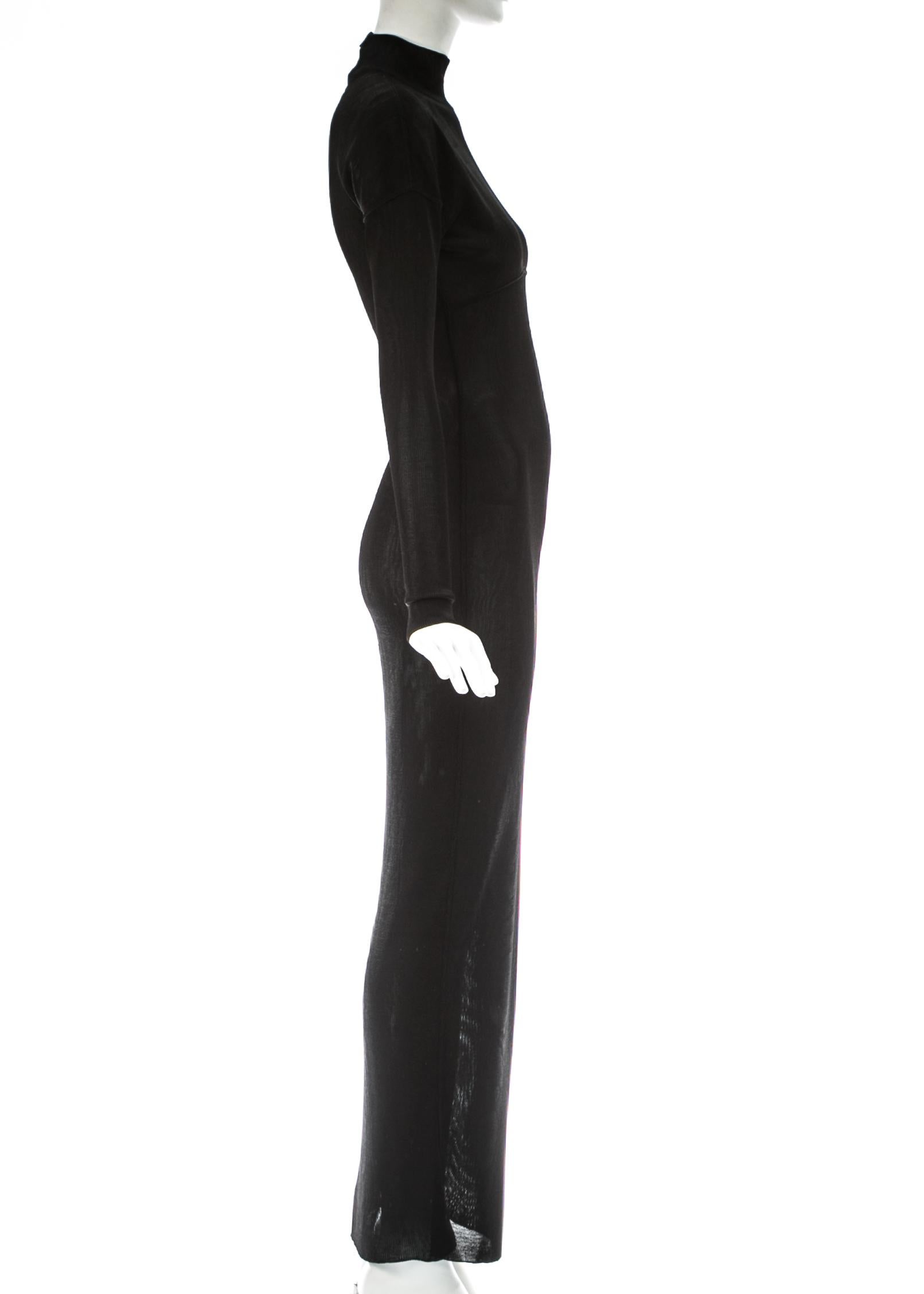 Azzedine Alaia black acetate knit figure hugging evening dress, A/W 1986 In Good Condition For Sale In London, GB