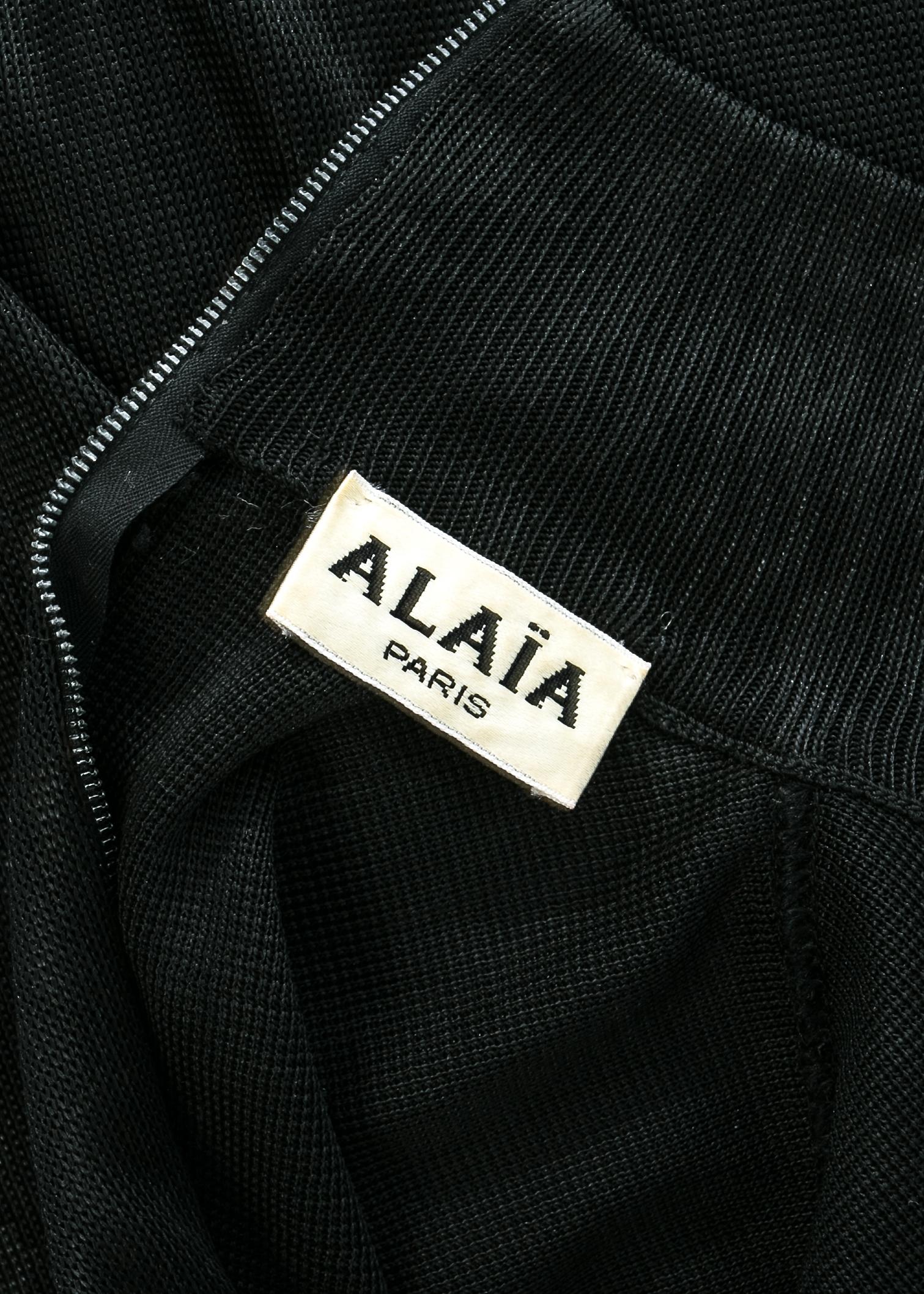 Azzedine Alaia black acetate knit figure hugging evening dress, A/W 1986 For Sale 1