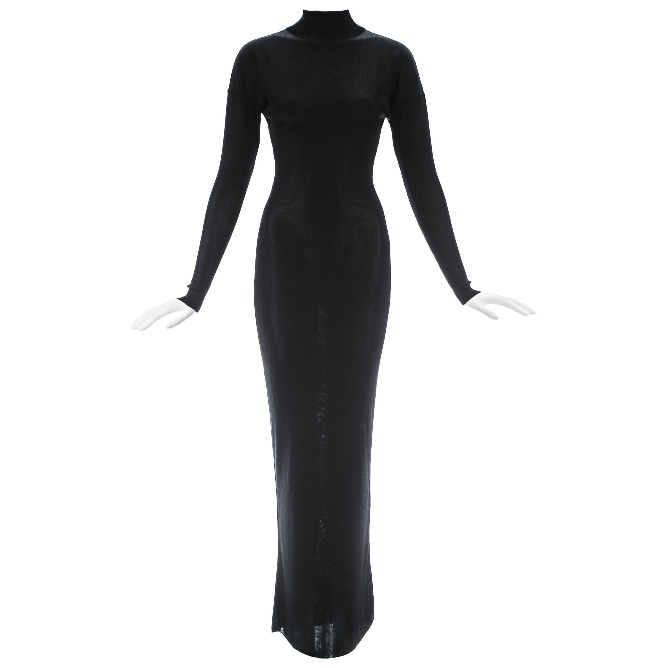 Azzedine Alaia, abito da sera aderente in maglia di acetato nero, A/I 1986