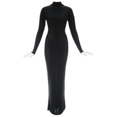Azzedine Alaia black acetate knit figure hugging evening dress, A/W 1986