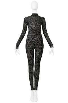 Azzedine Alaia Black And White Abstract Print Chenille Catsuit
