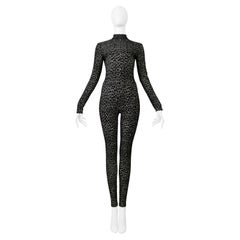 Azzedine Alaia Black And White Abstract Print Chenille Catsuit