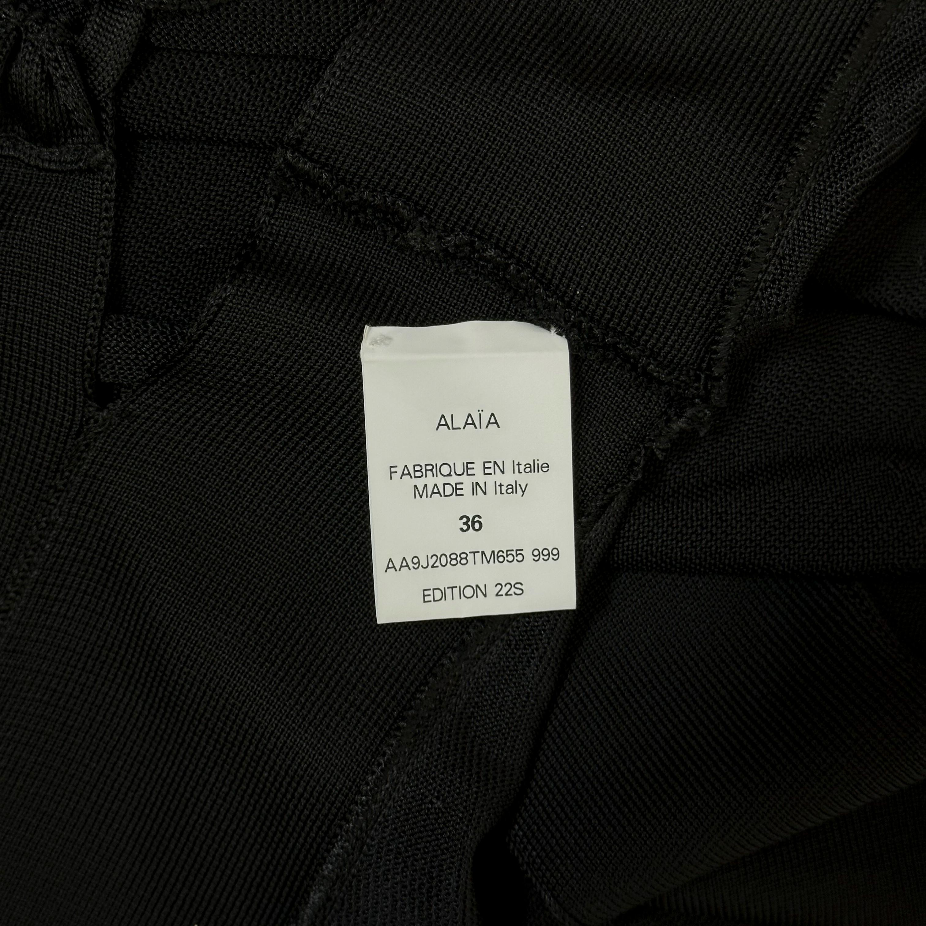 Nero Azzedine Alaïa - Gonna a fascia nera in maglia con lacci, P/E 1986 in vendita