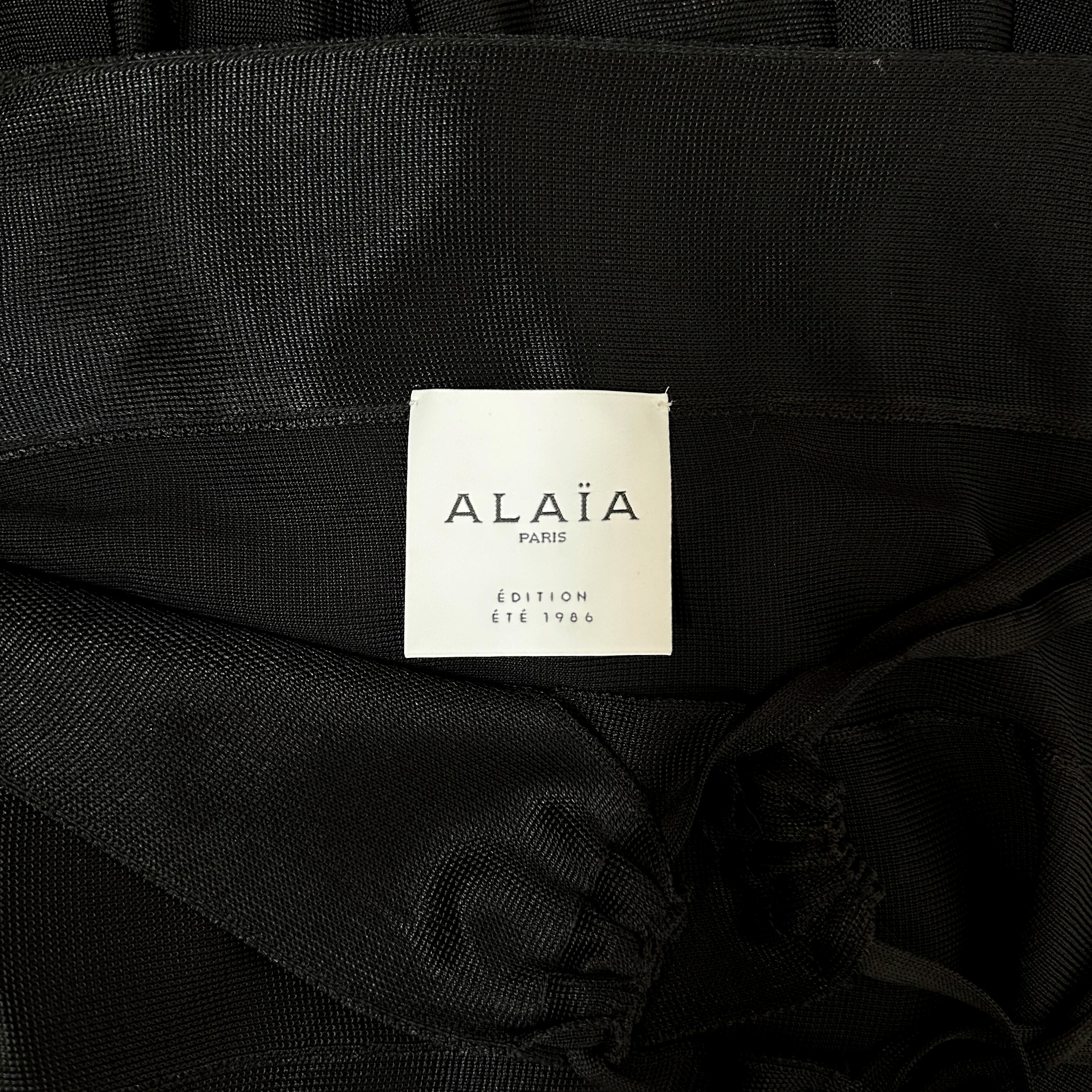 Azzedine Alaïa - Gonna a fascia nera in maglia con lacci, P/E 1986 In condizioni Nuovo in vendita a Paris, FR