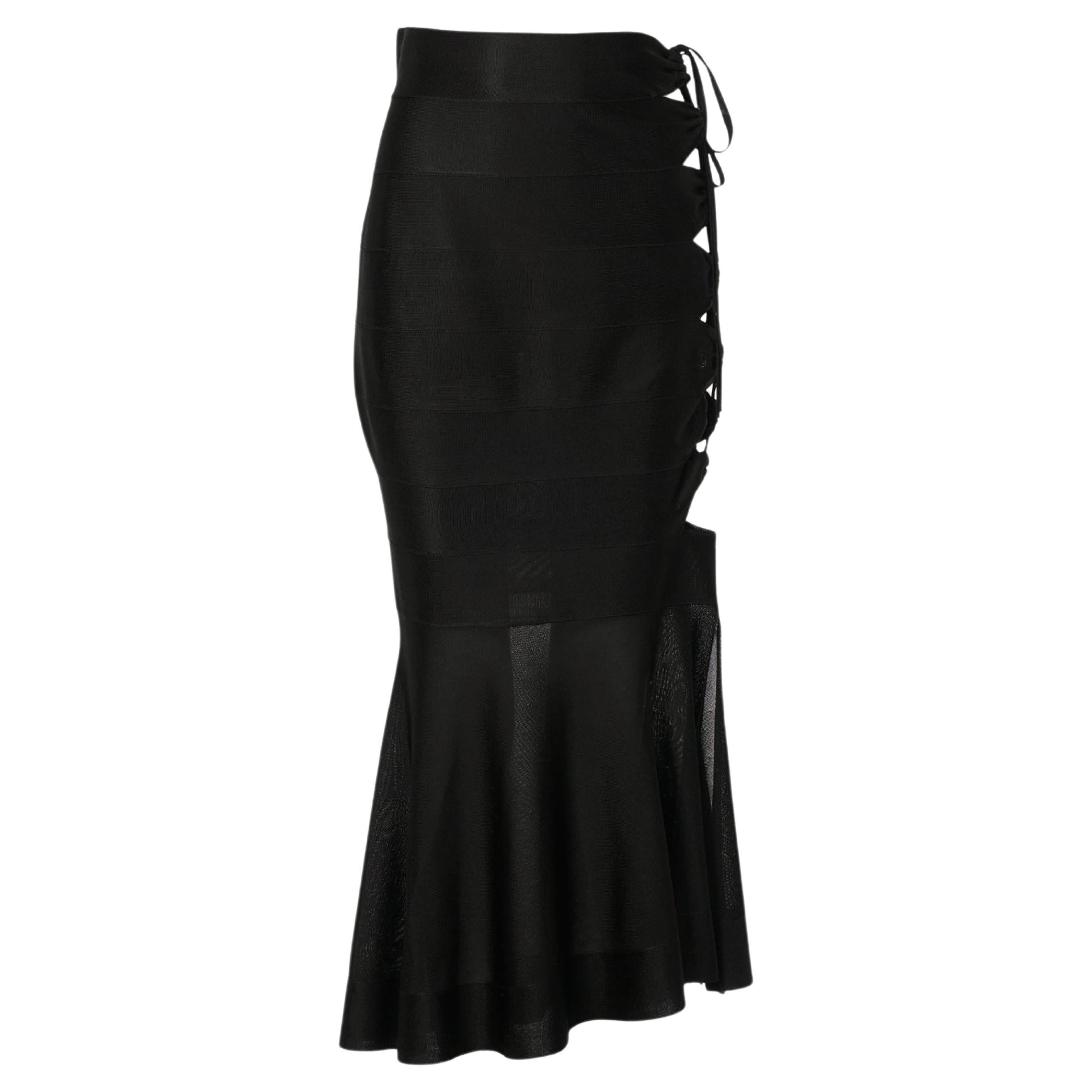 Azzedine Alaïa Black Bandage Knit Skirt with Lacing, S/S 1986