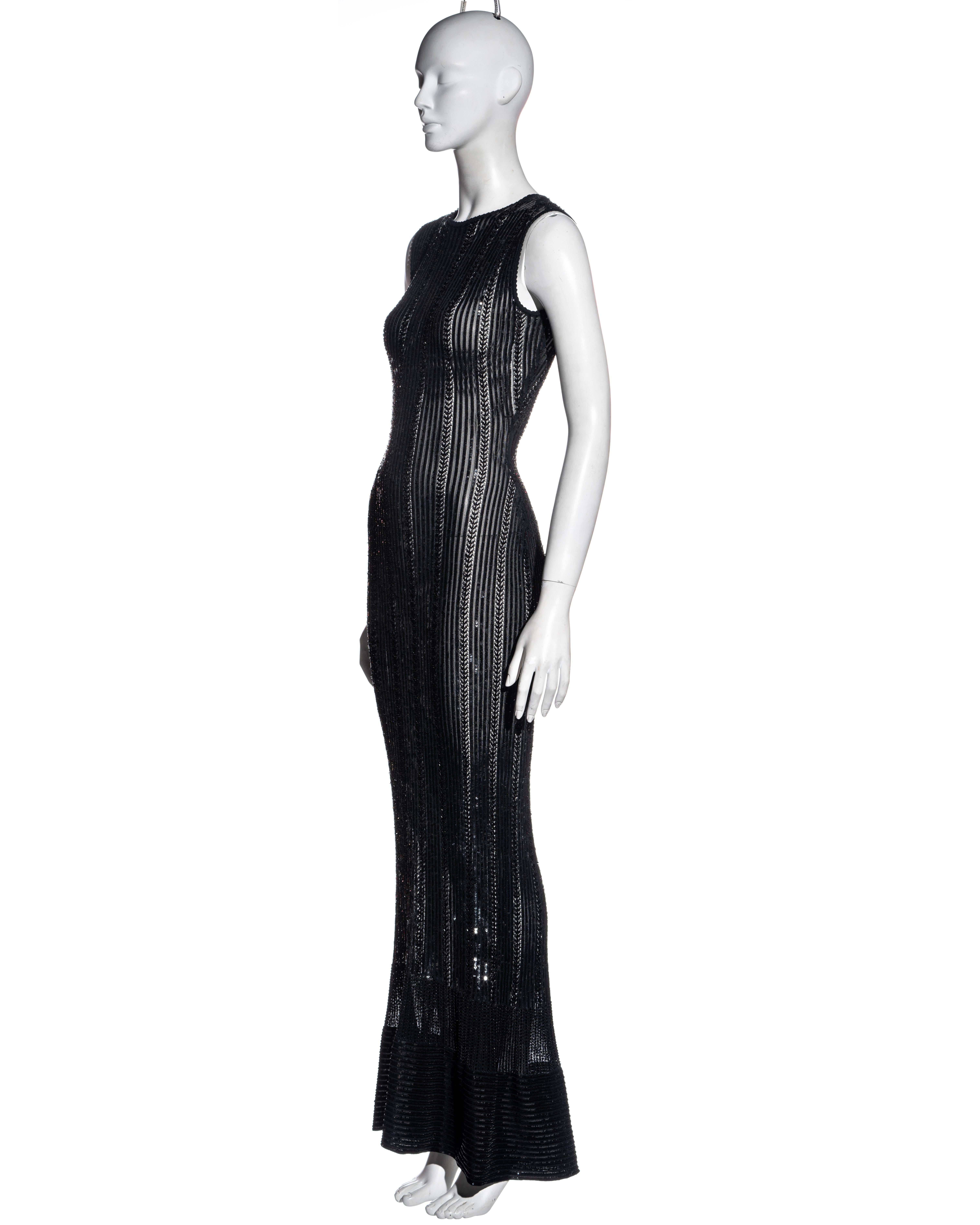Azzedine Alaia black beaded and sequin floor-length evening dress, ss 1996 In Excellent Condition In London, GB