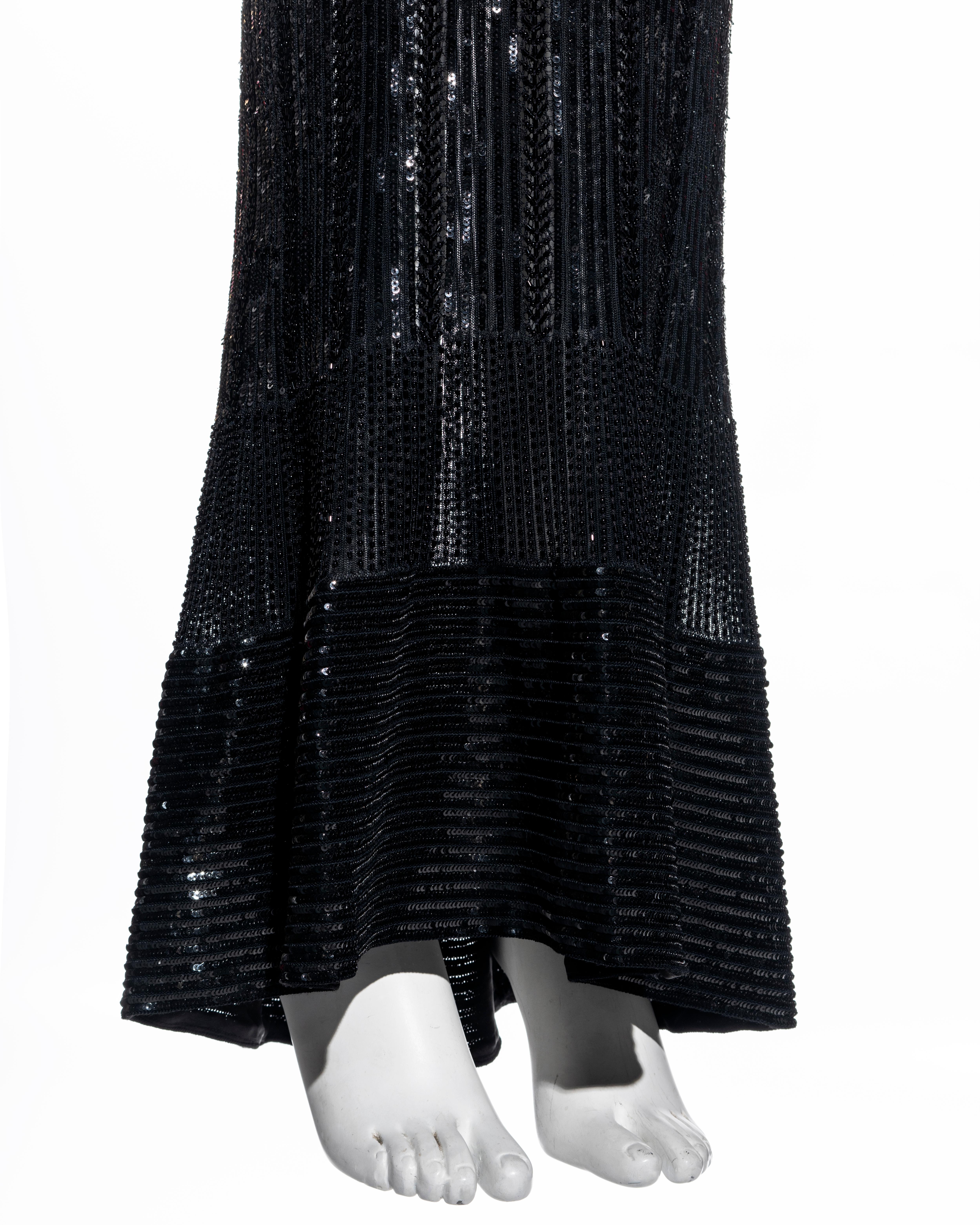 Women's or Men's Azzedine Alaia black beaded and sequin floor-length evening dress, ss 1996