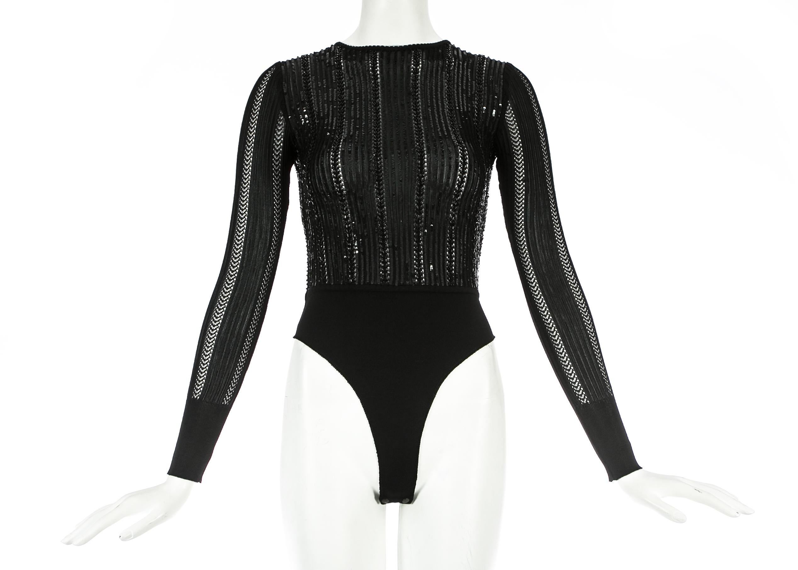 Azzedine Alaia black beaded bodysuit 

Spring-Summer 1996
