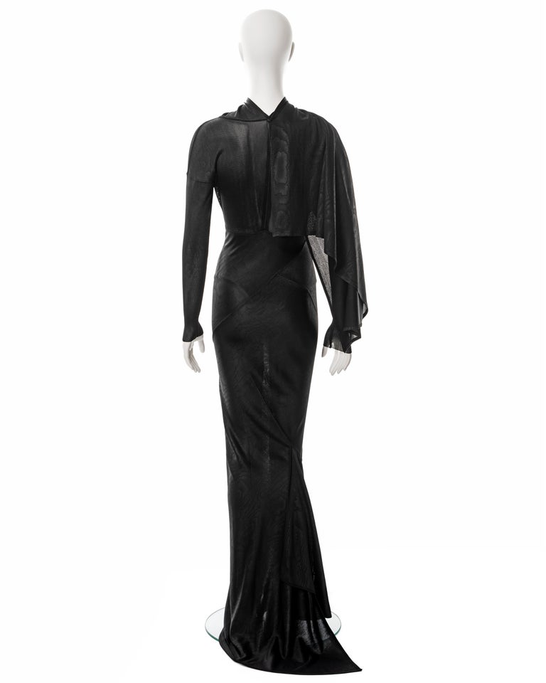 Azzedine Alaia black bias-cut moiré acetate evening dress, fw 1986 For ...