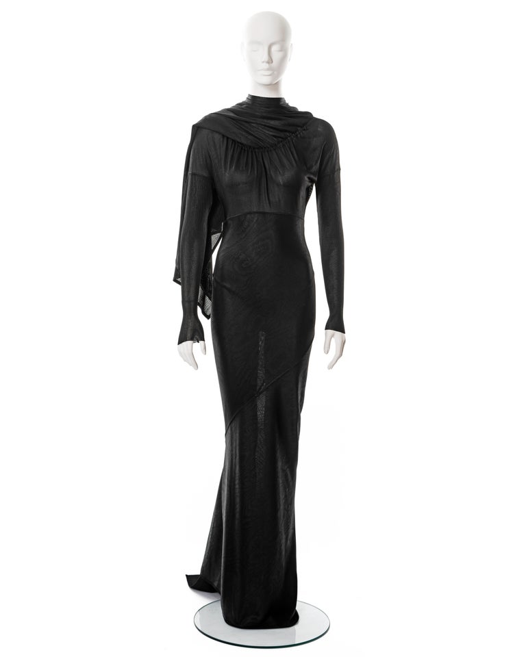 Azzedine Alaia black bias-cut moiré acetate evening dress, fw 1986 at ...
