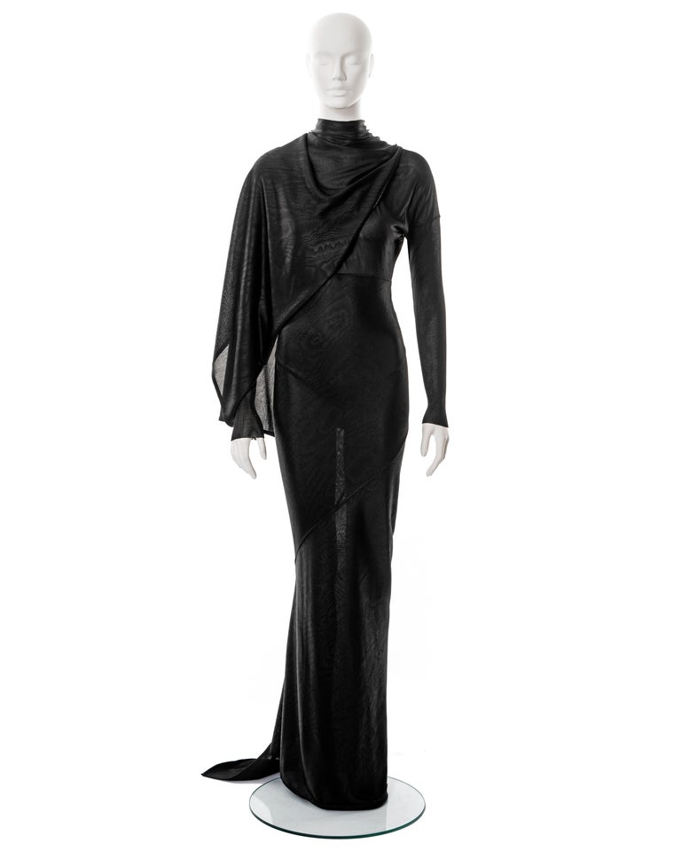 Azzedine Alaia black bias-cut moiré acetate evening dress, fw 1986 For ...