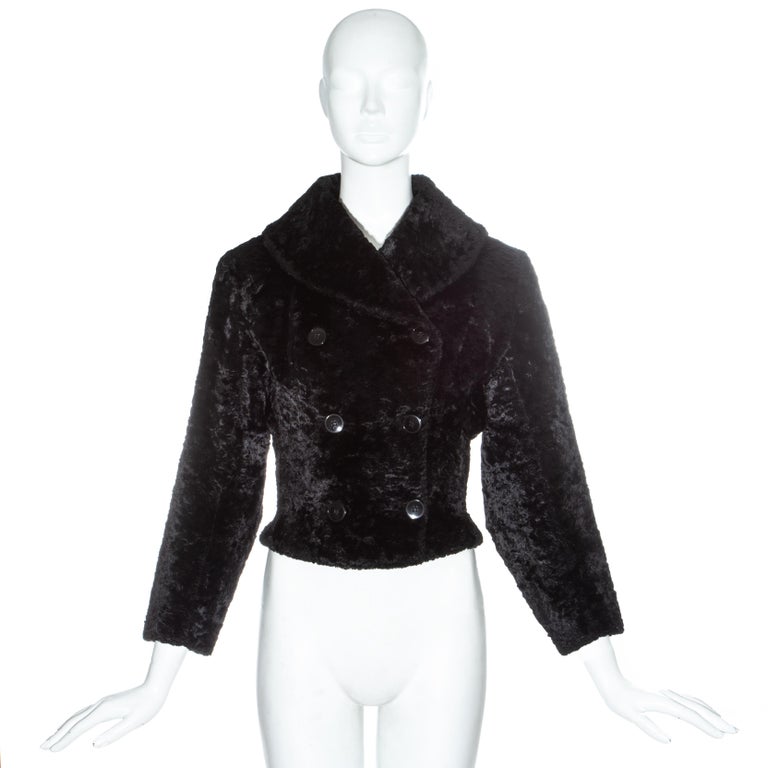 Azzedine Alaia black chenille double breasted jacket, fw 1992 For Sale ...