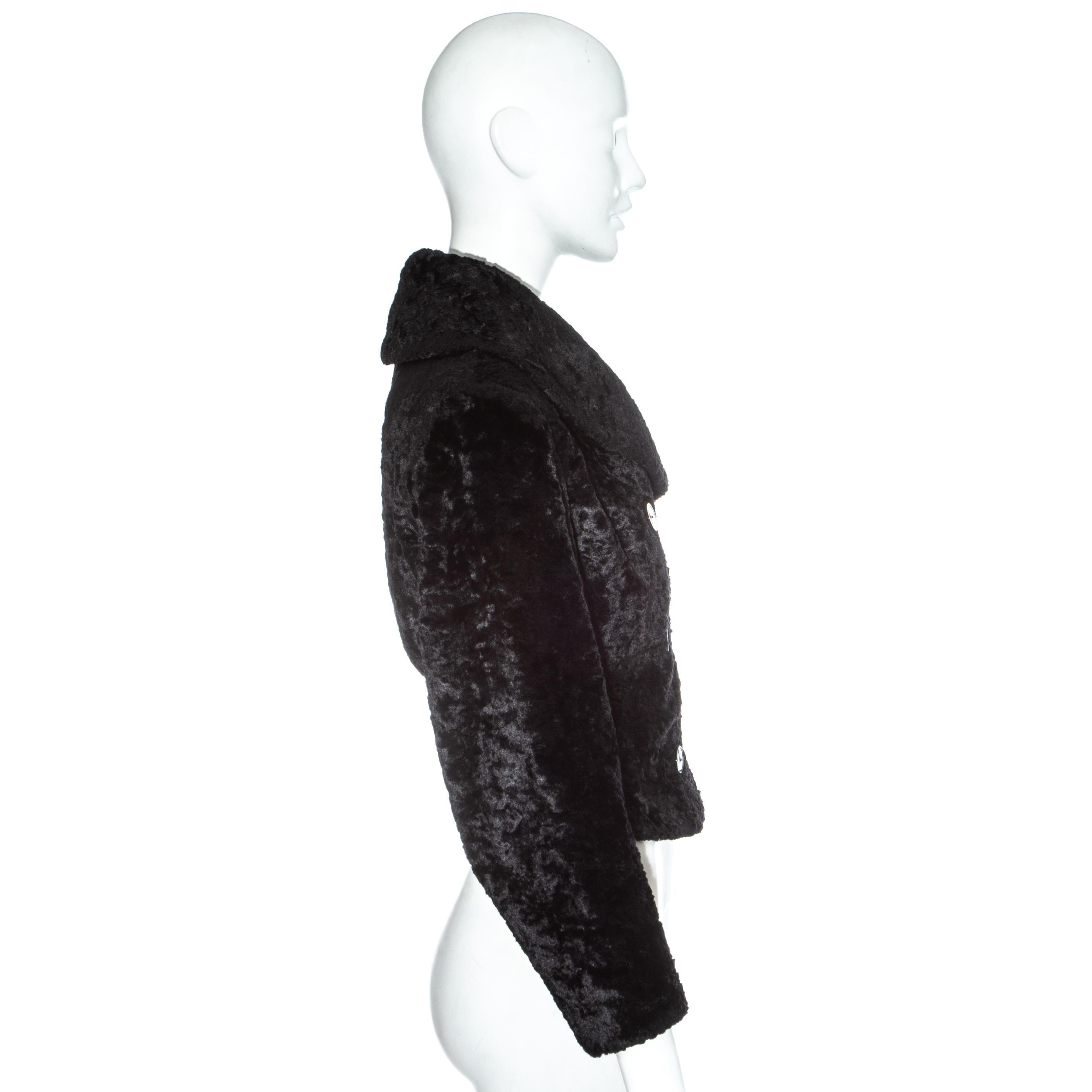 Women's Azzedine Alaia black chenille double breasted jacket, fw 1992 For Sale