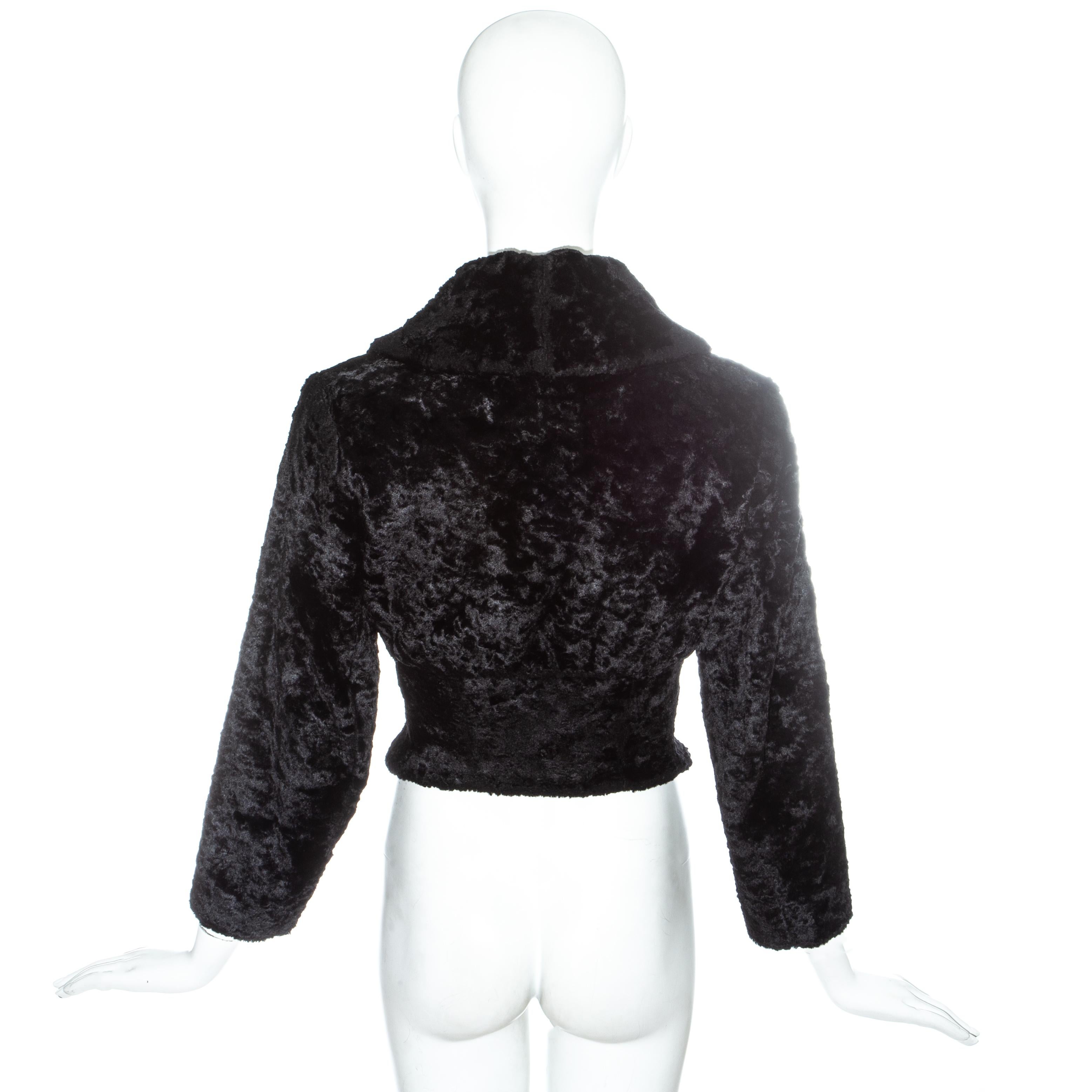 Azzedine Alaia black chenille double breasted jacket, fw 1992 For Sale 1