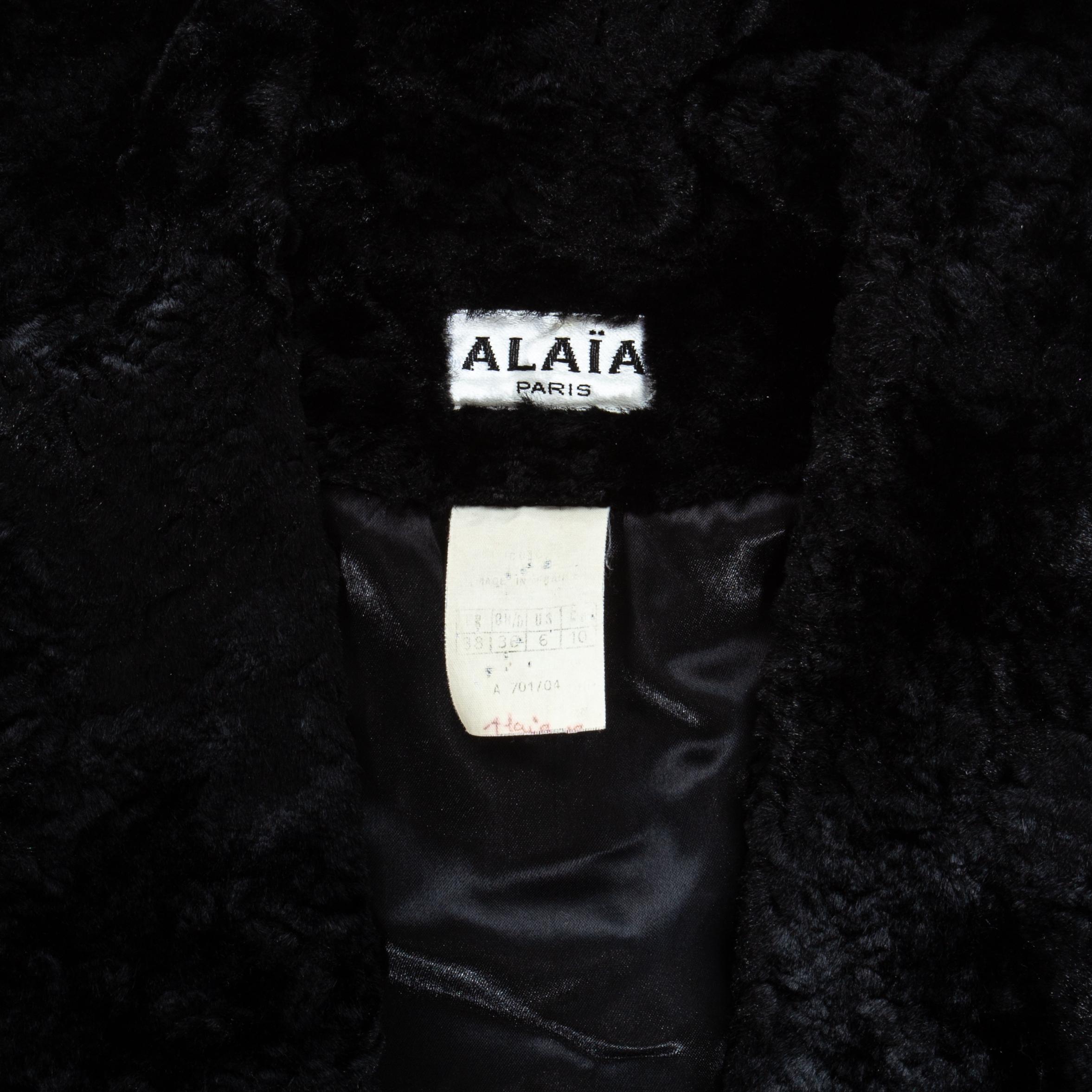 Azzedine Alaia - Veste à double boutonnage en chenille noire, automne-hiver 1992 en vente 3