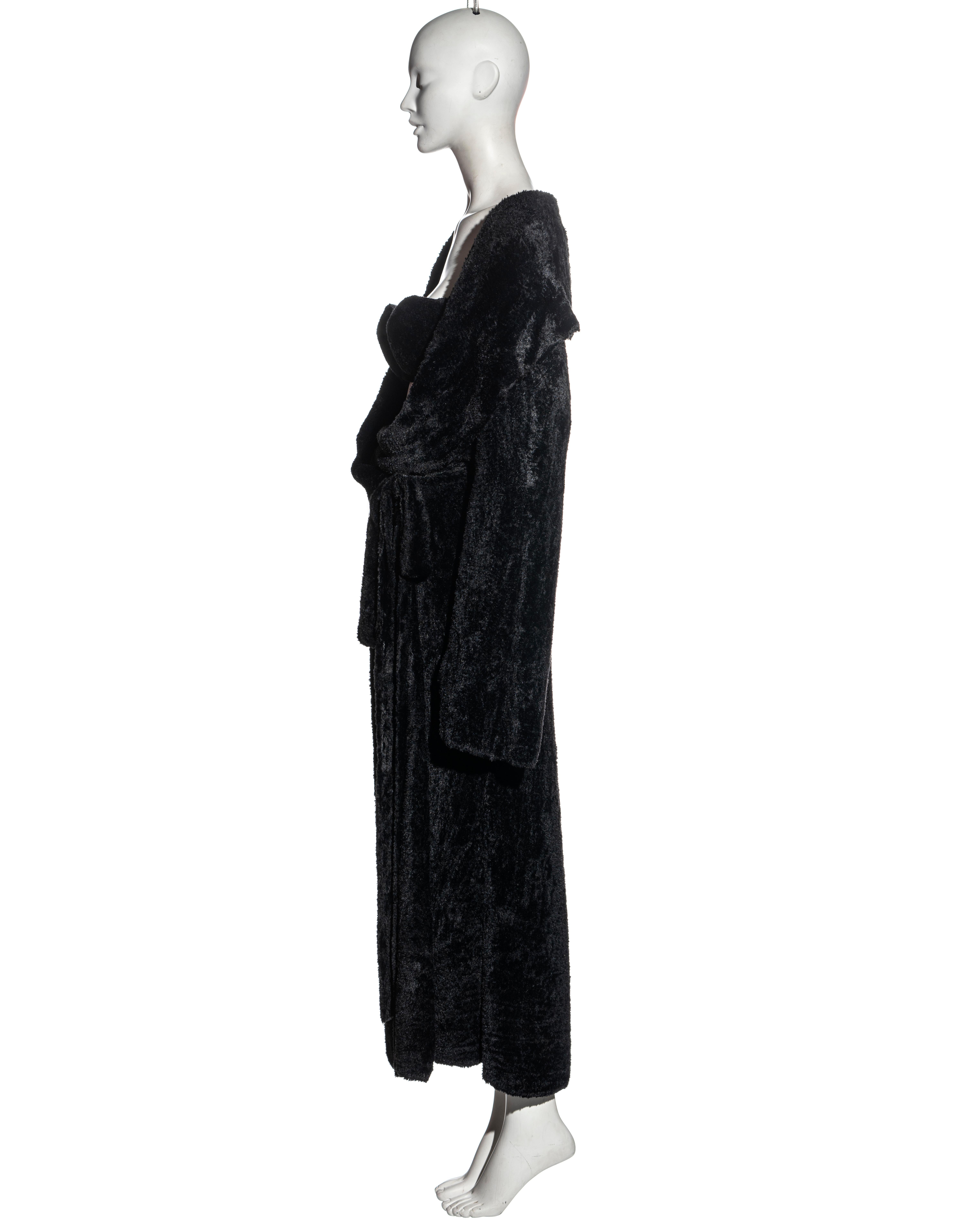 Azzedine Alaia black chenille evening robe and matching bra set, fw 1992 6