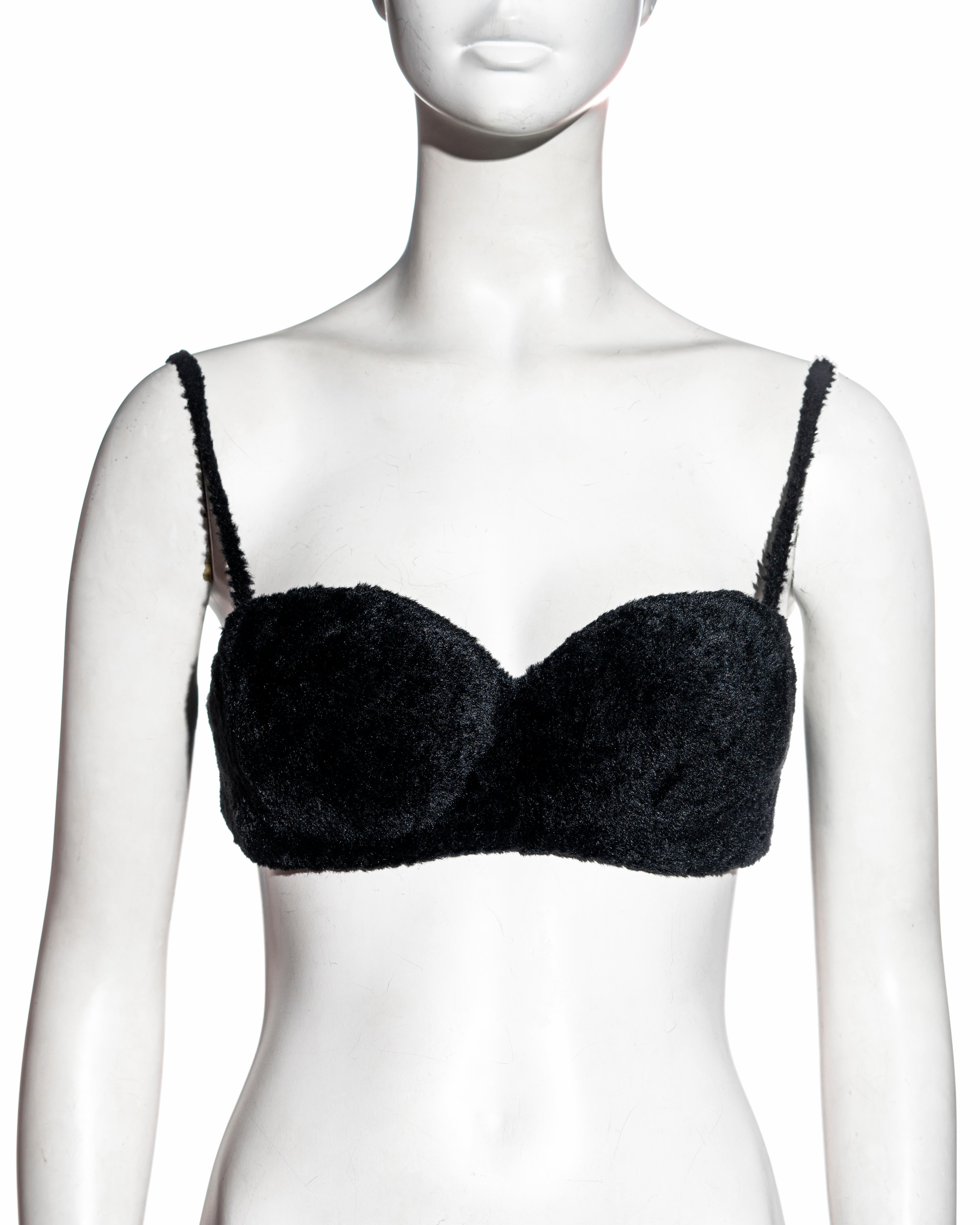Azzedine Alaia black chenille evening robe and matching bra set, fw 1992 1