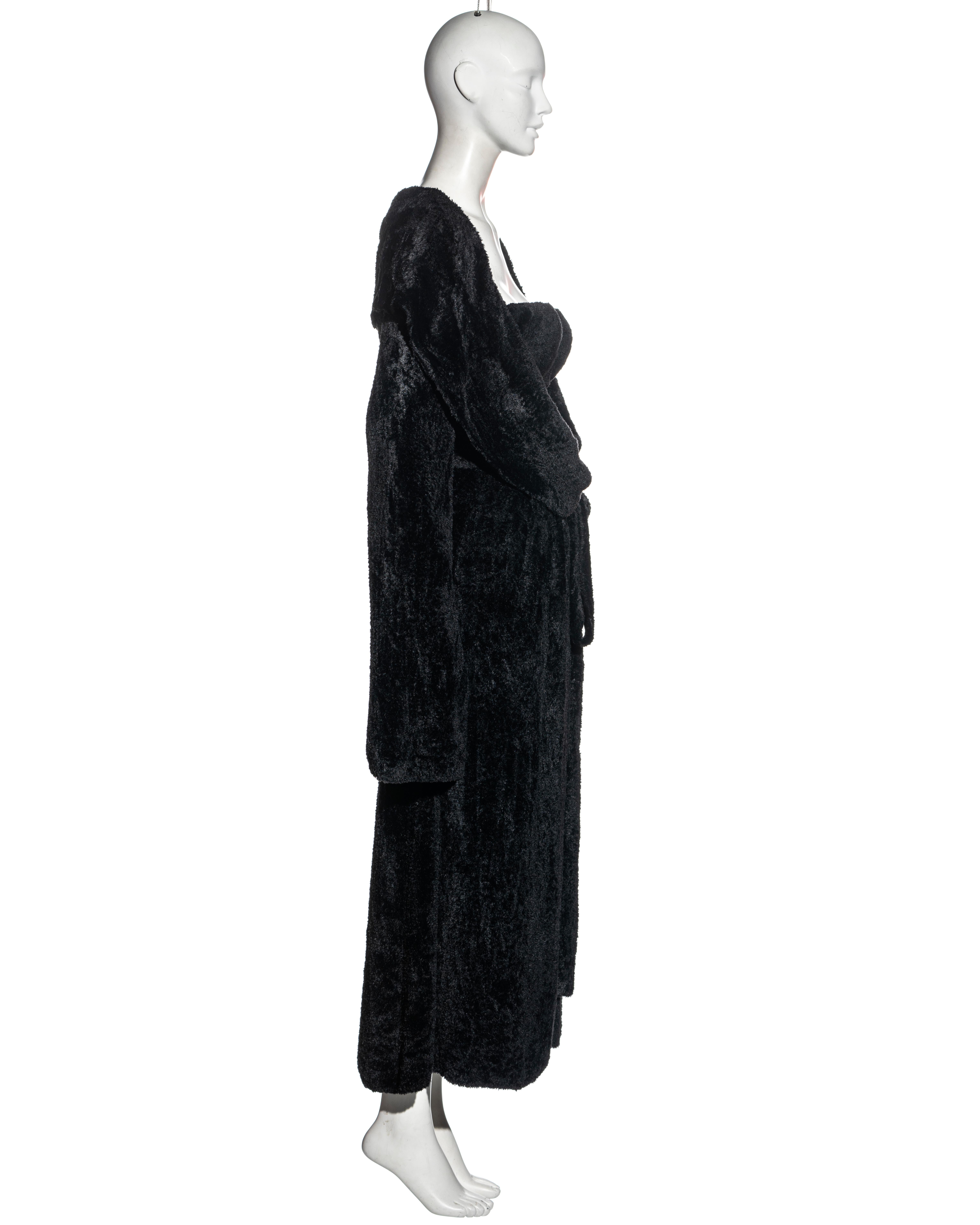 Azzedine Alaia black chenille evening robe and matching bra set, fw 1992 2