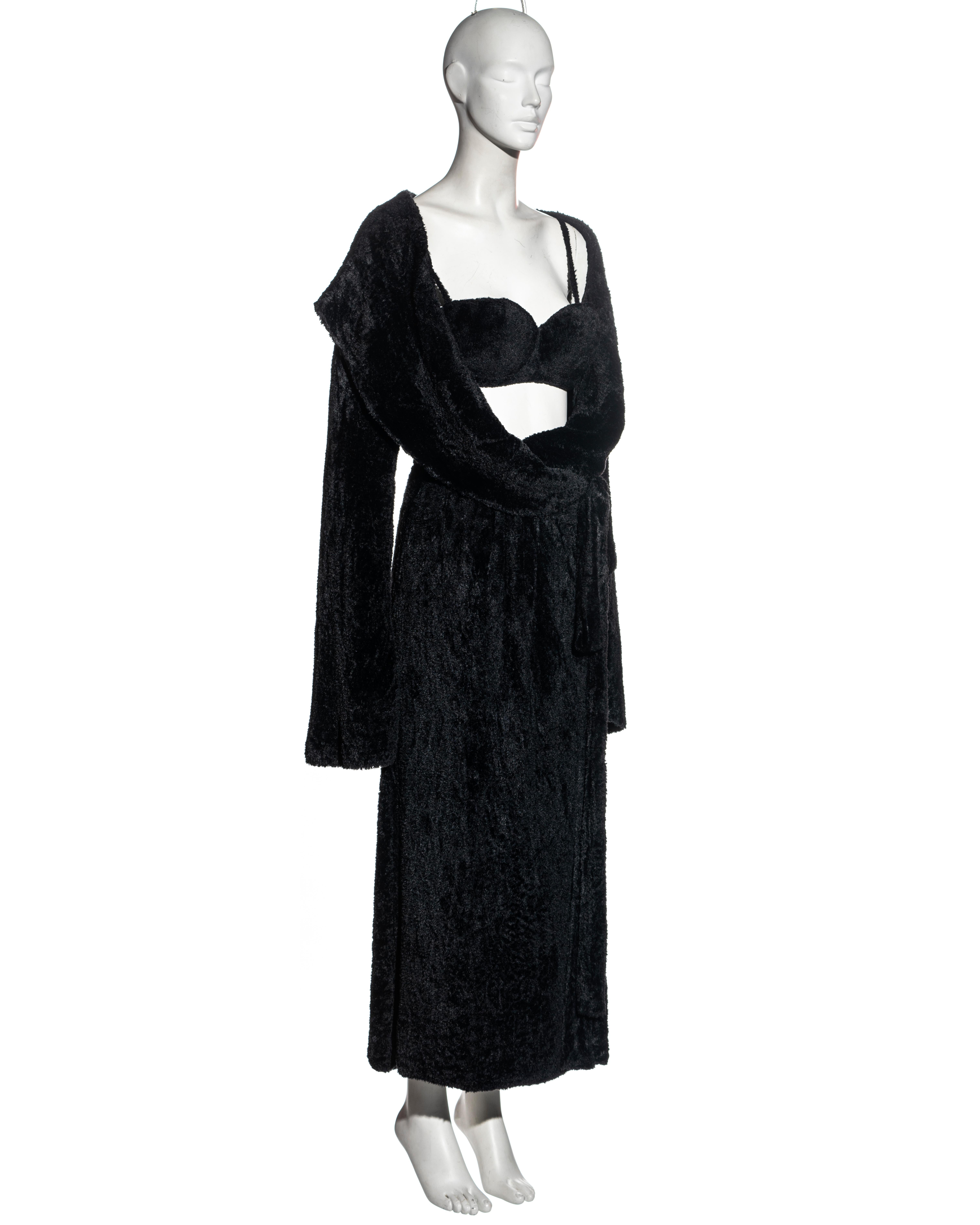 Azzedine Alaia black chenille evening robe and matching bra set, fw 1992 3