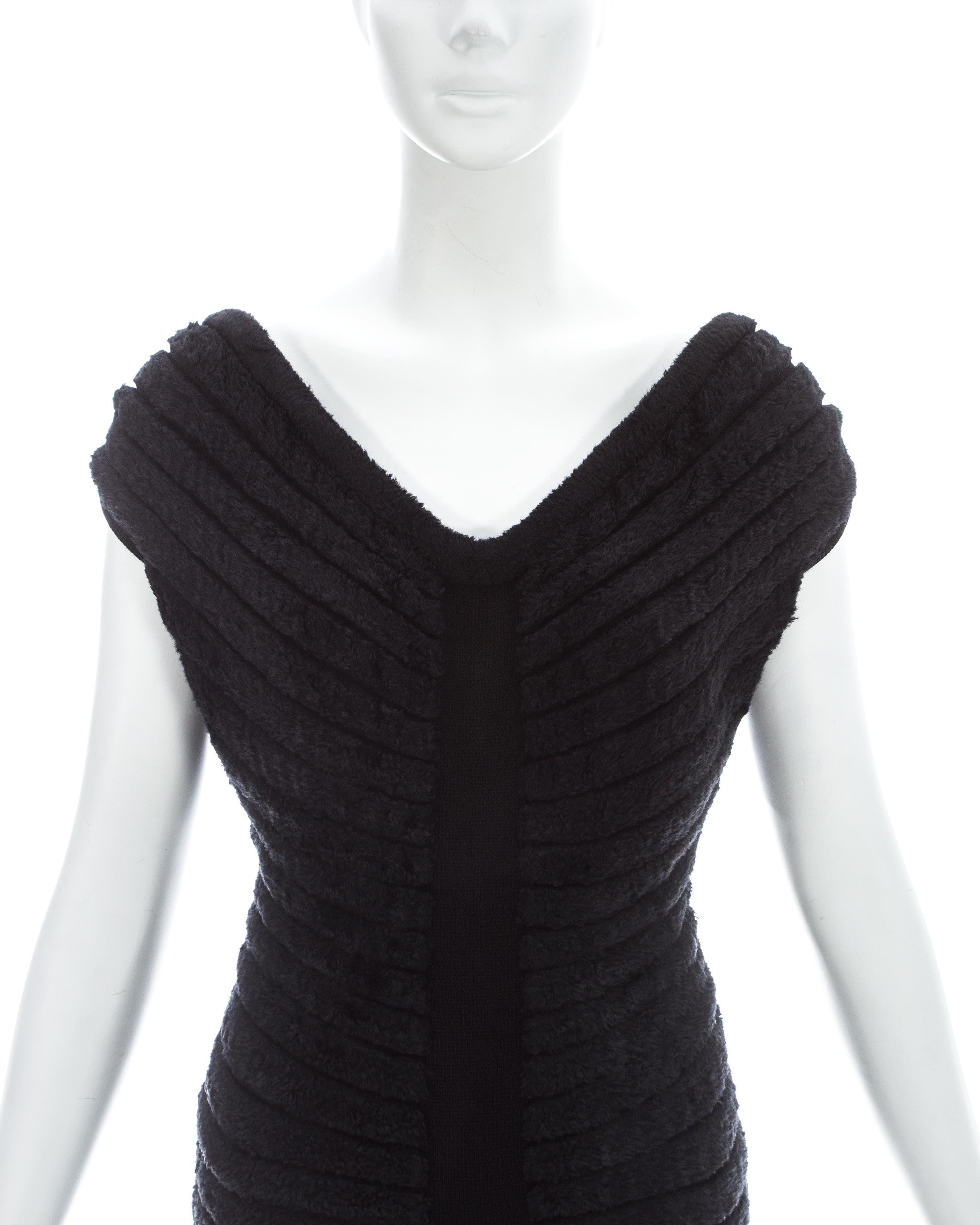 Black Azzedine Alaia black chenille-knitted 'Houpette' dress, ss 1994  For Sale