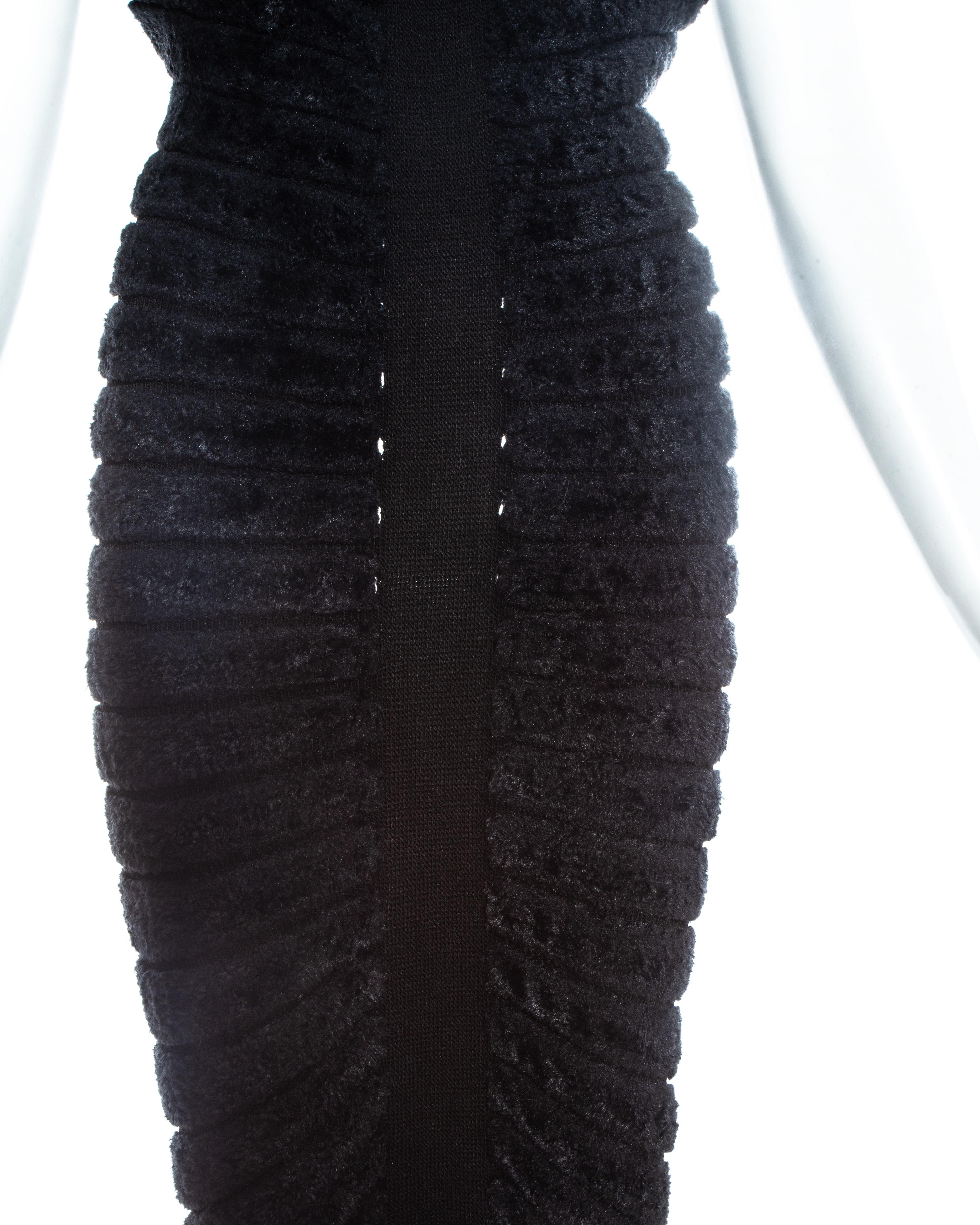 Women's Azzedine Alaia black chenille knitted 'houpette' trained evening dress, ss 1994
