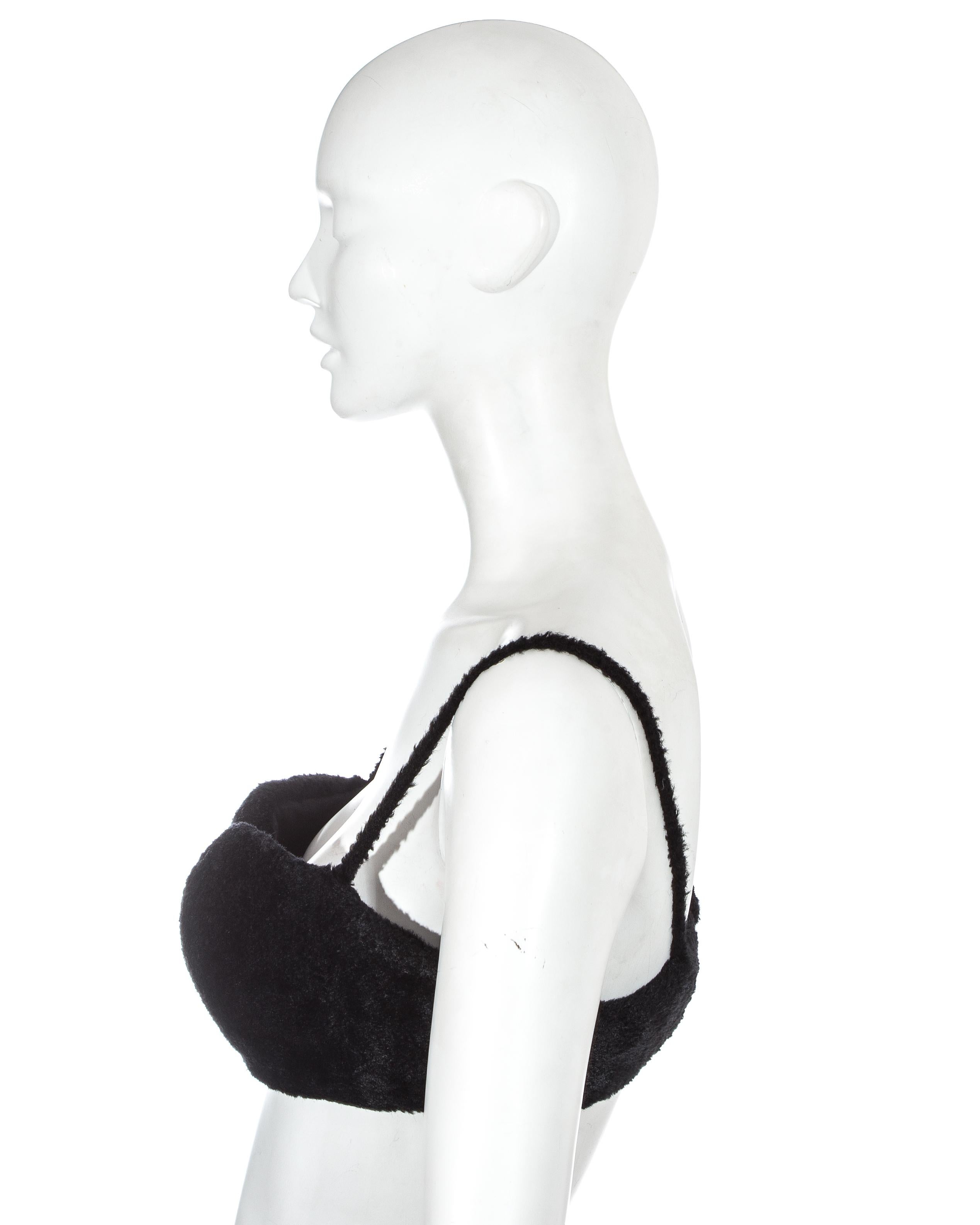 Black Azzedine Alaia black chenille padded evening bra, fw 1992