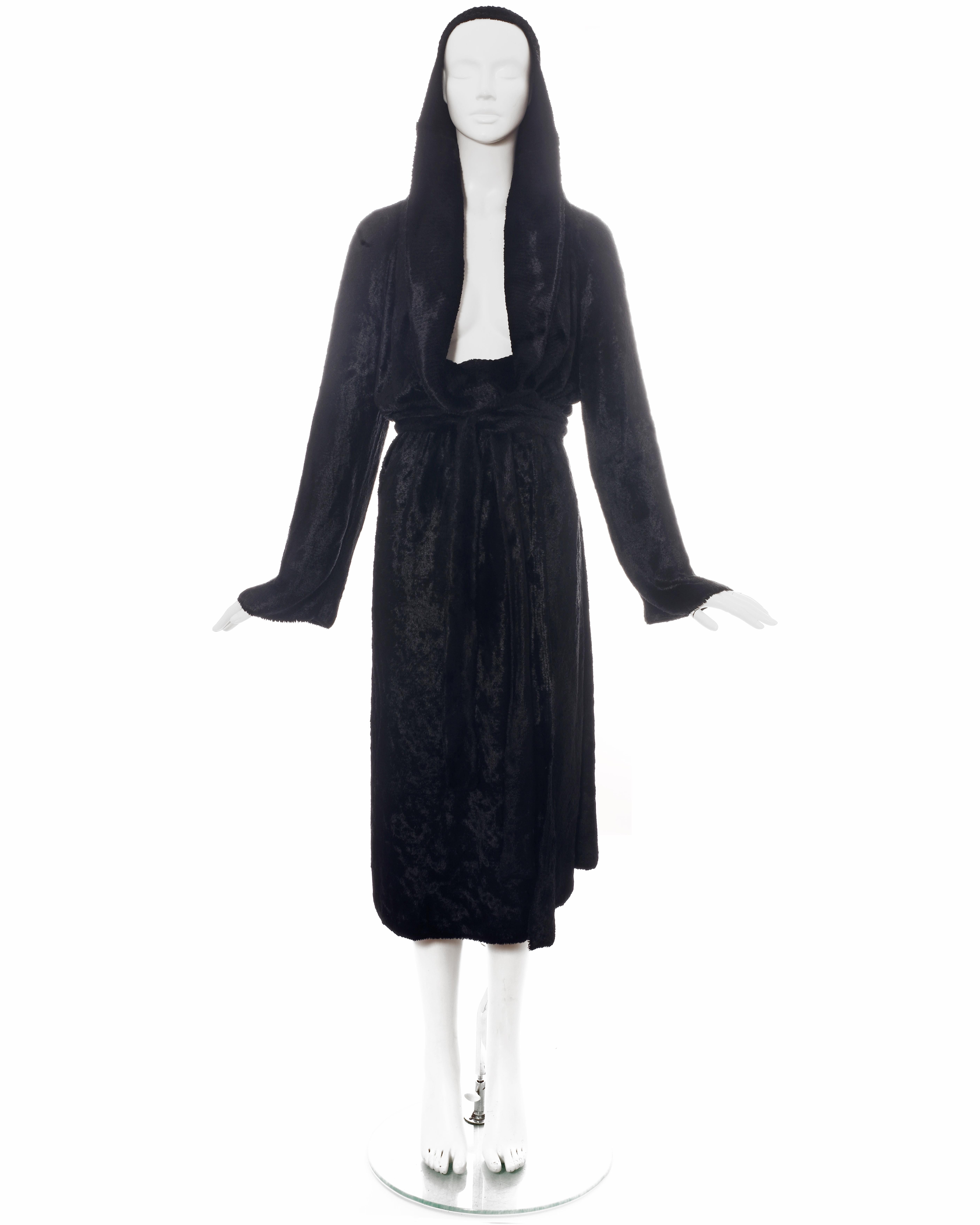 Azzedine Alaia black chenille shawl lapel evening robe, fw 1992 In Excellent Condition In London, GB
